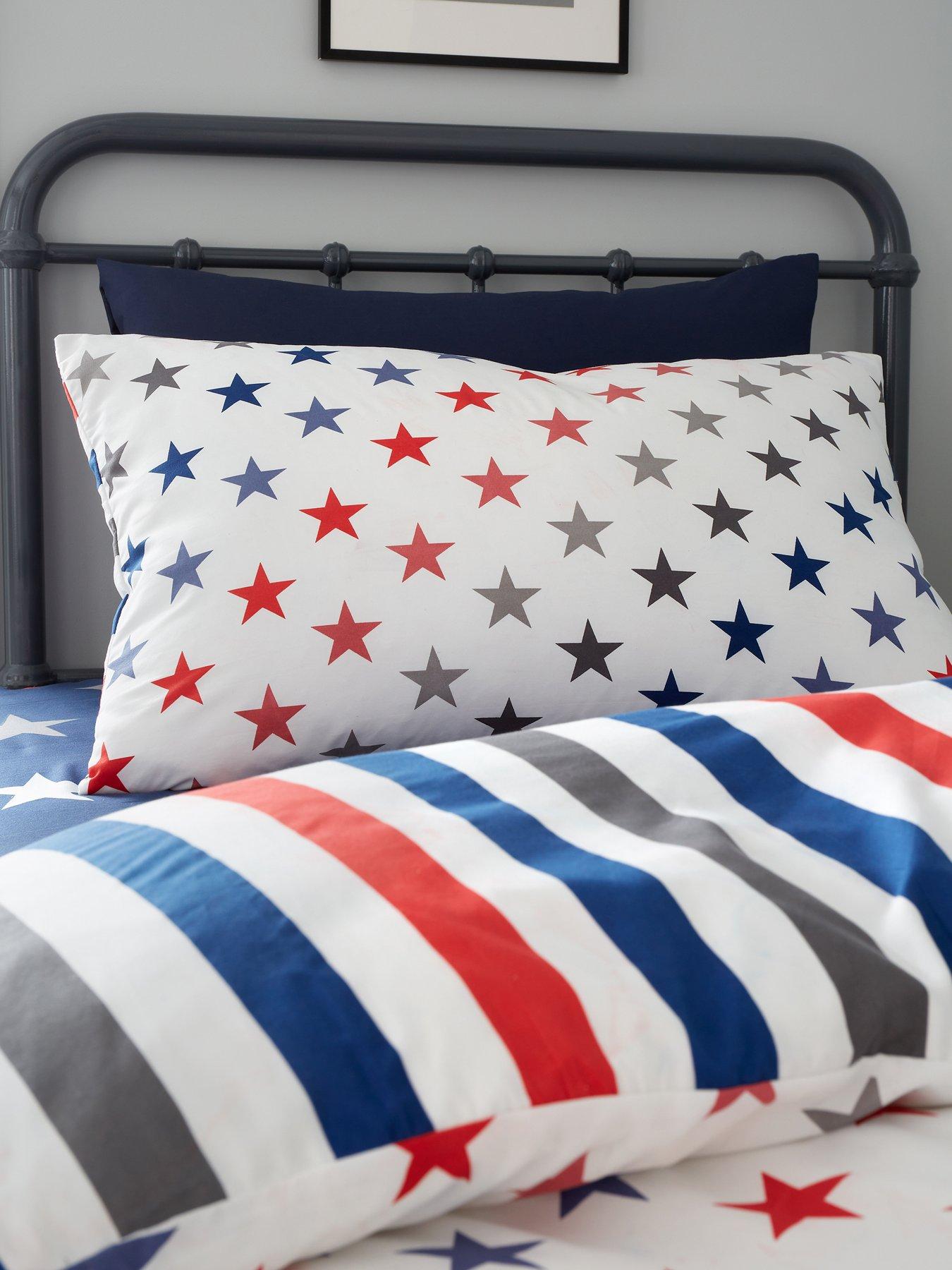 Image 5 of 7 of Catherine Lansfield Stripes and Stars Duvet Cover Set Twin Pack