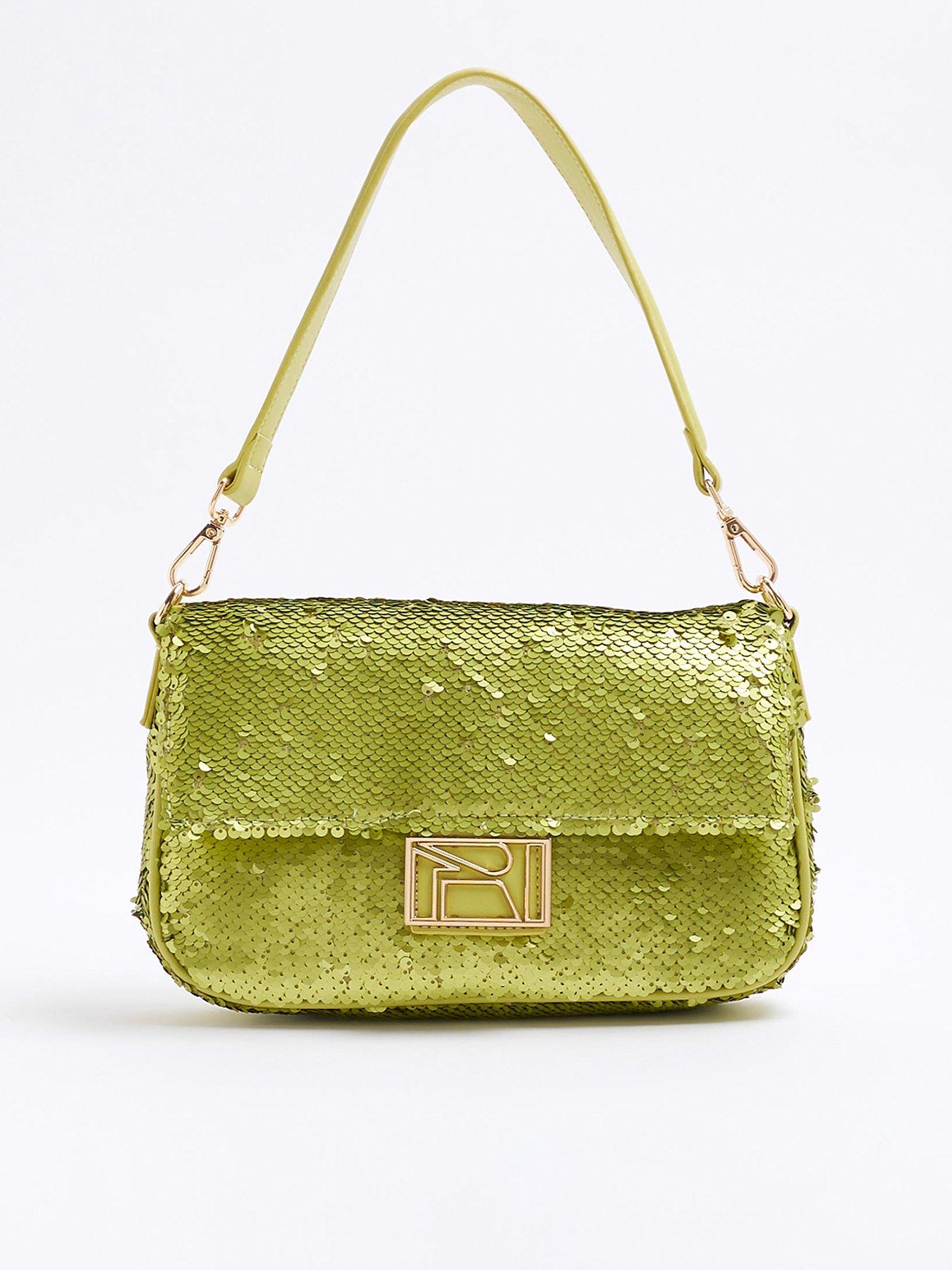 Image of River Island Sequin Shoulder Bag - Green