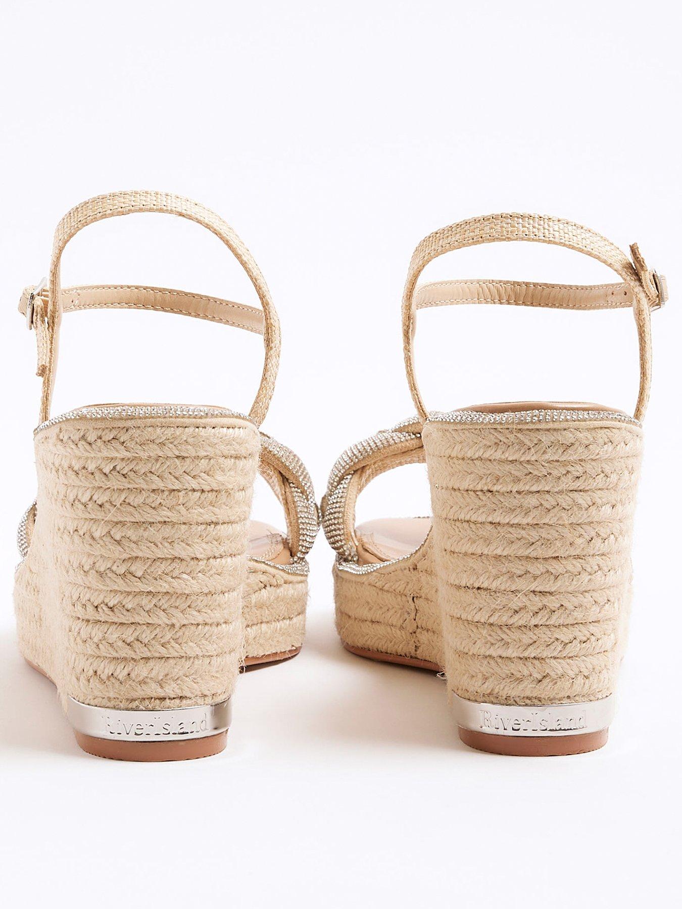 Image 3 of 6 of River Island Open Toe Wedge Sandals - Silver