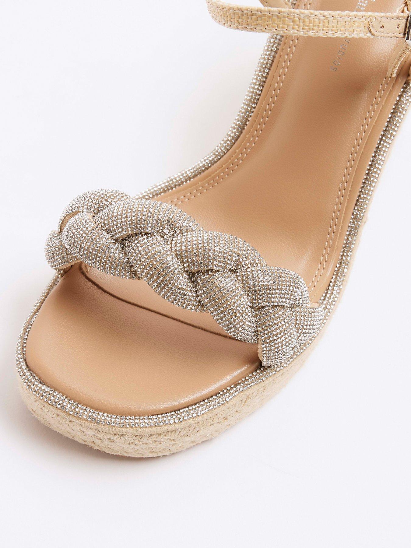 Image 5 of 6 of River Island Open Toe Wedge Sandals - Silver