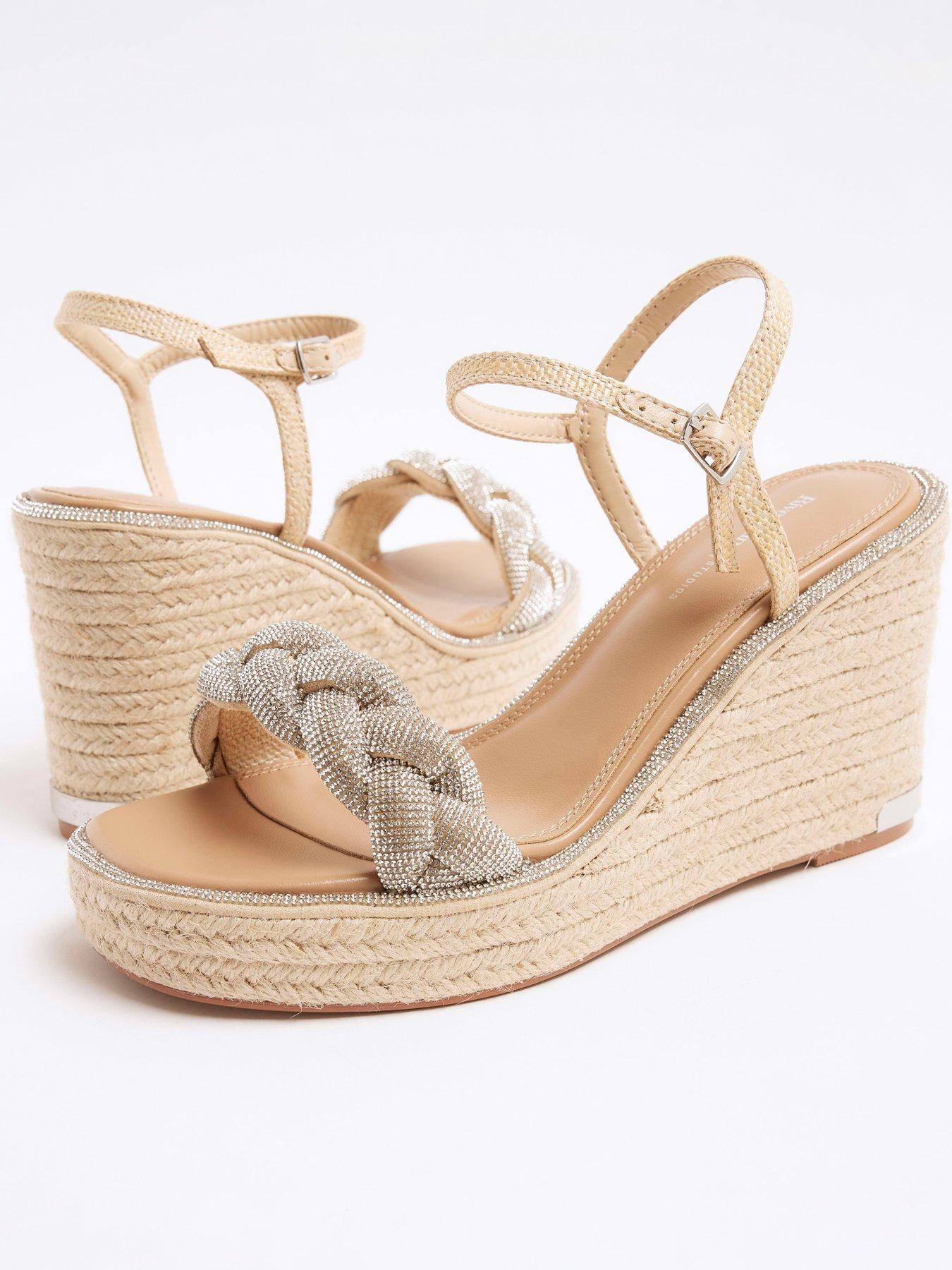 Image 6 of 6 of River Island Open Toe Wedge Sandals - Silver