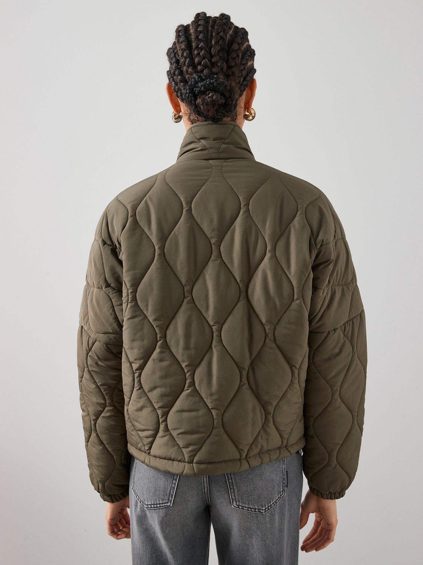 Image 2 of 7 of V by Very Funnel Neck Quilted Bomber - Khaki