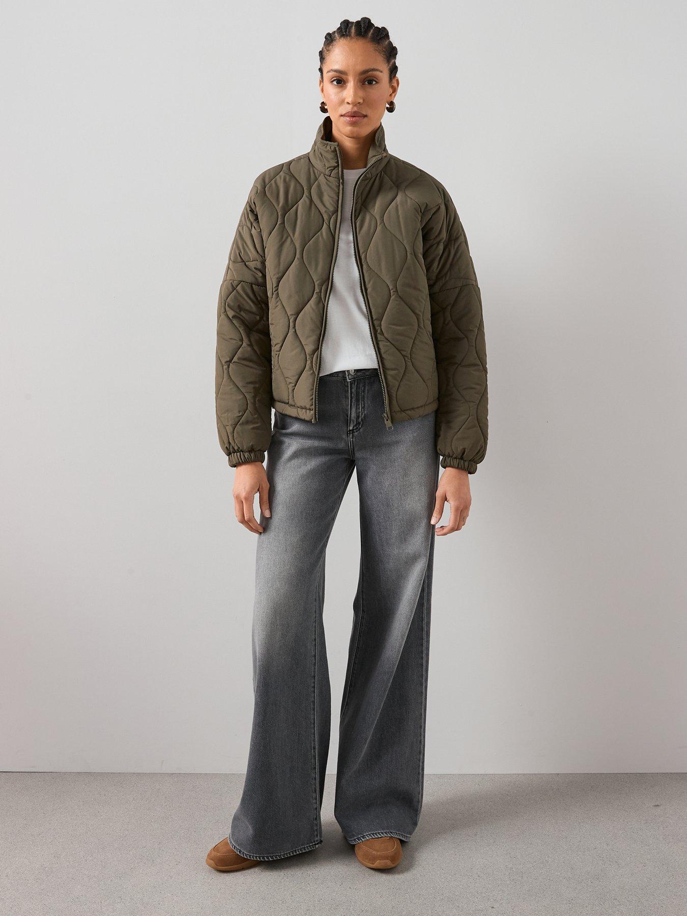 Image 3 of 7 of V by Very Funnel Neck Quilted Bomber - Khaki