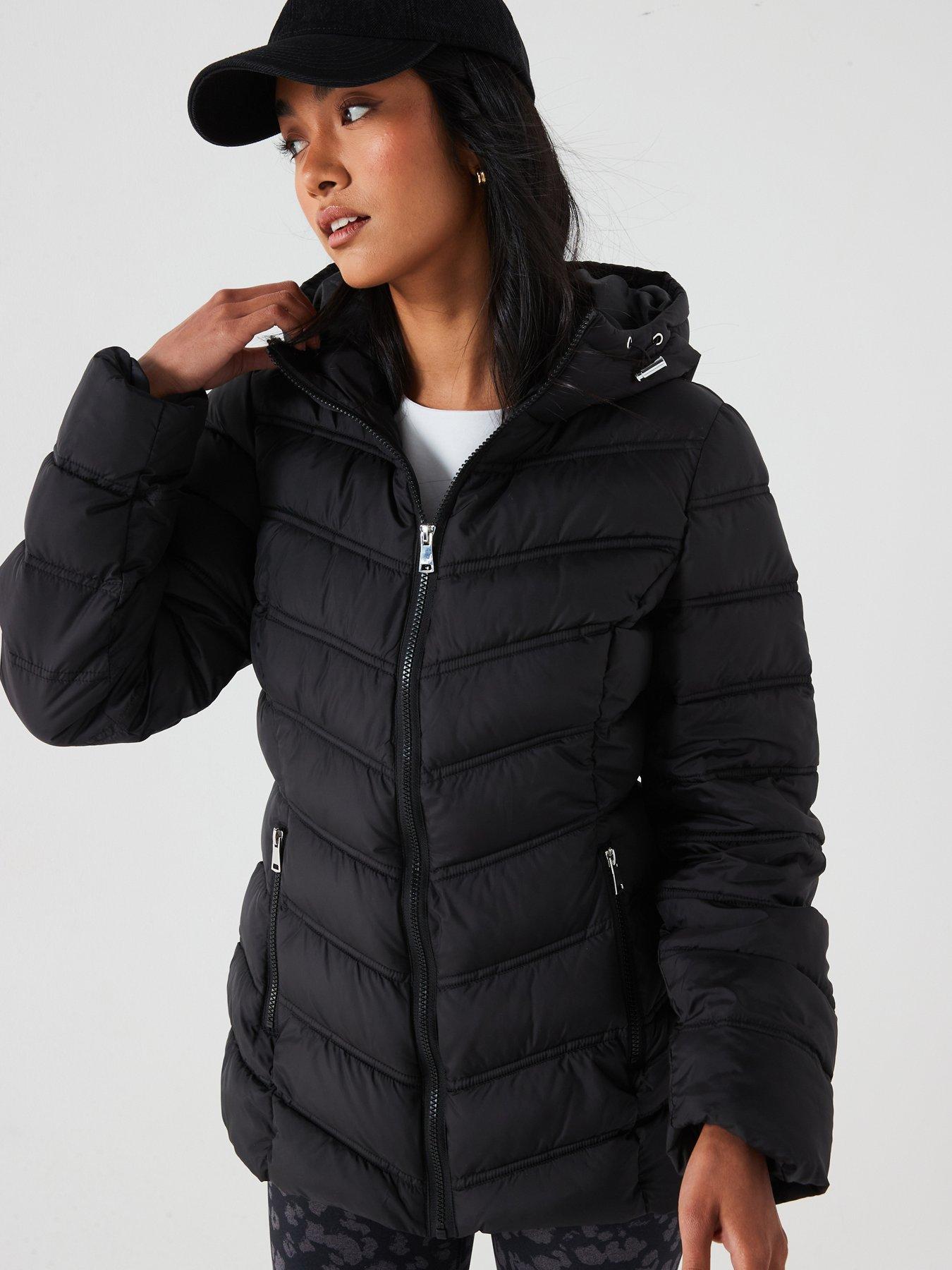 V by Very Sorona Wadded Short Padded Jacket - Black
