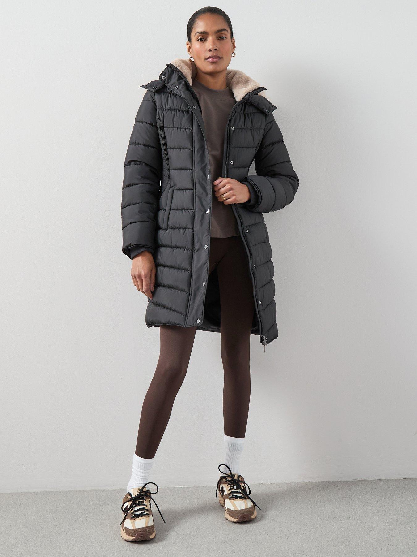 the-very-collection-waist-detail-padded-coat-blackfront