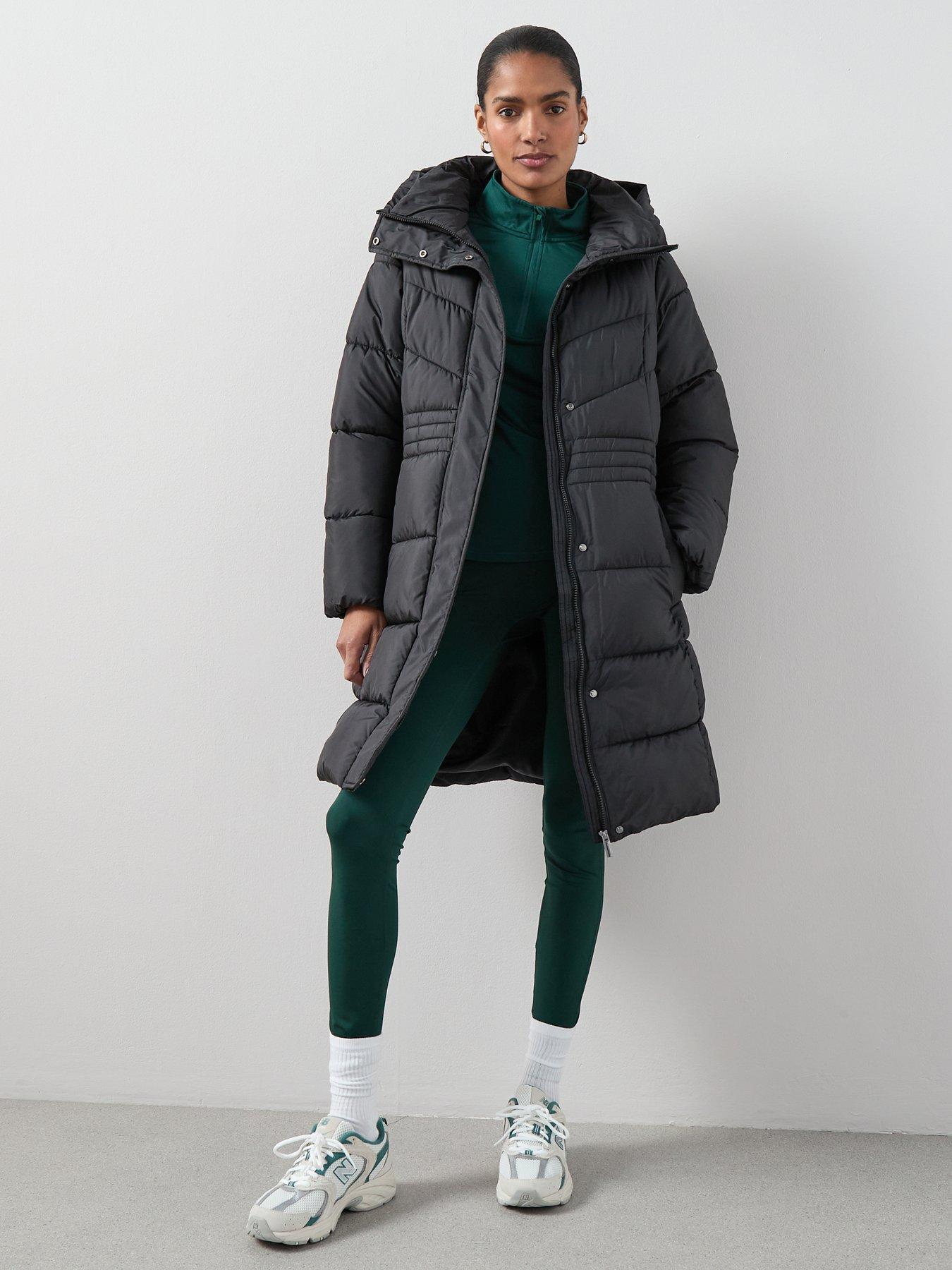 The Very Collection Longline Sorona Padded Coat With Pull Out Hood - Black