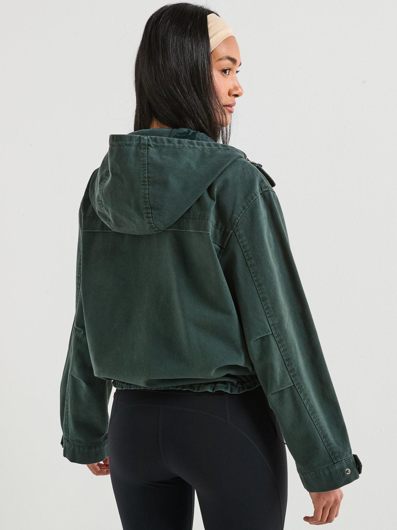 Image 2 of 6 of V by Very Washed Cotton Hooded Short Jacket - Khaki