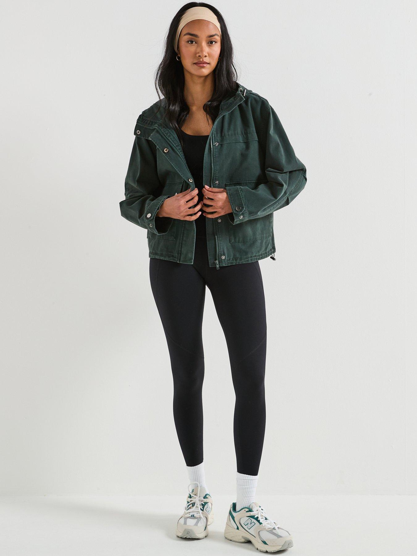 Image 3 of 6 of V by Very Washed Cotton Hooded Short Jacket - Khaki