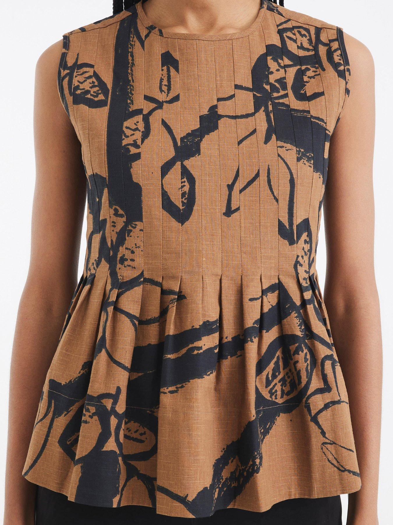 river-island-pleated-shell-top-brownoutfit