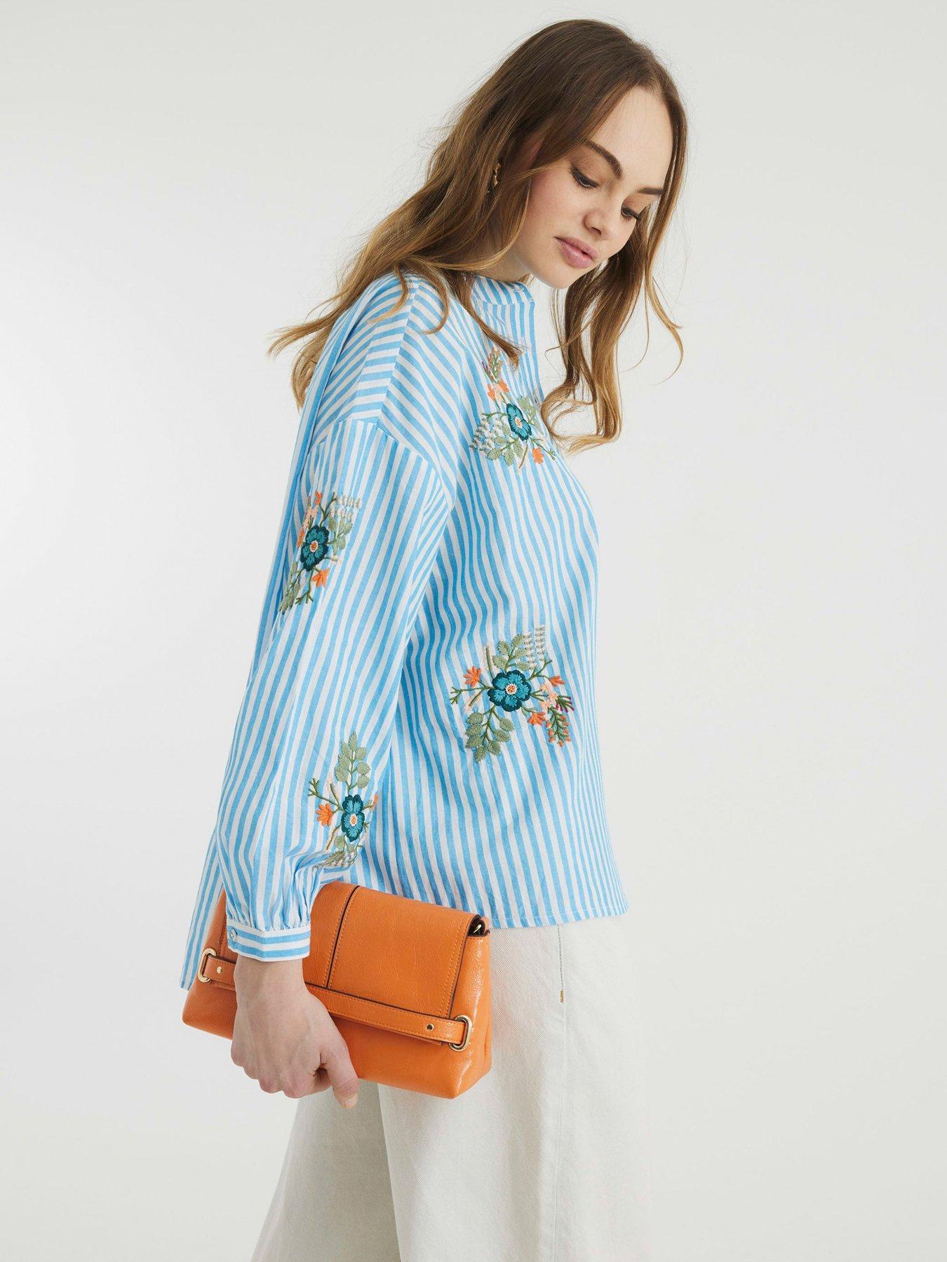 Image of River Island Floral Stripe Shirt - Blue
