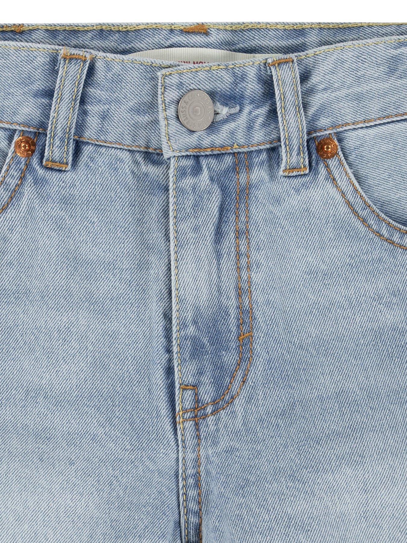 Image 5 of 7 of Levi's Girls Mini Mom Embroidered Shorts - Blue