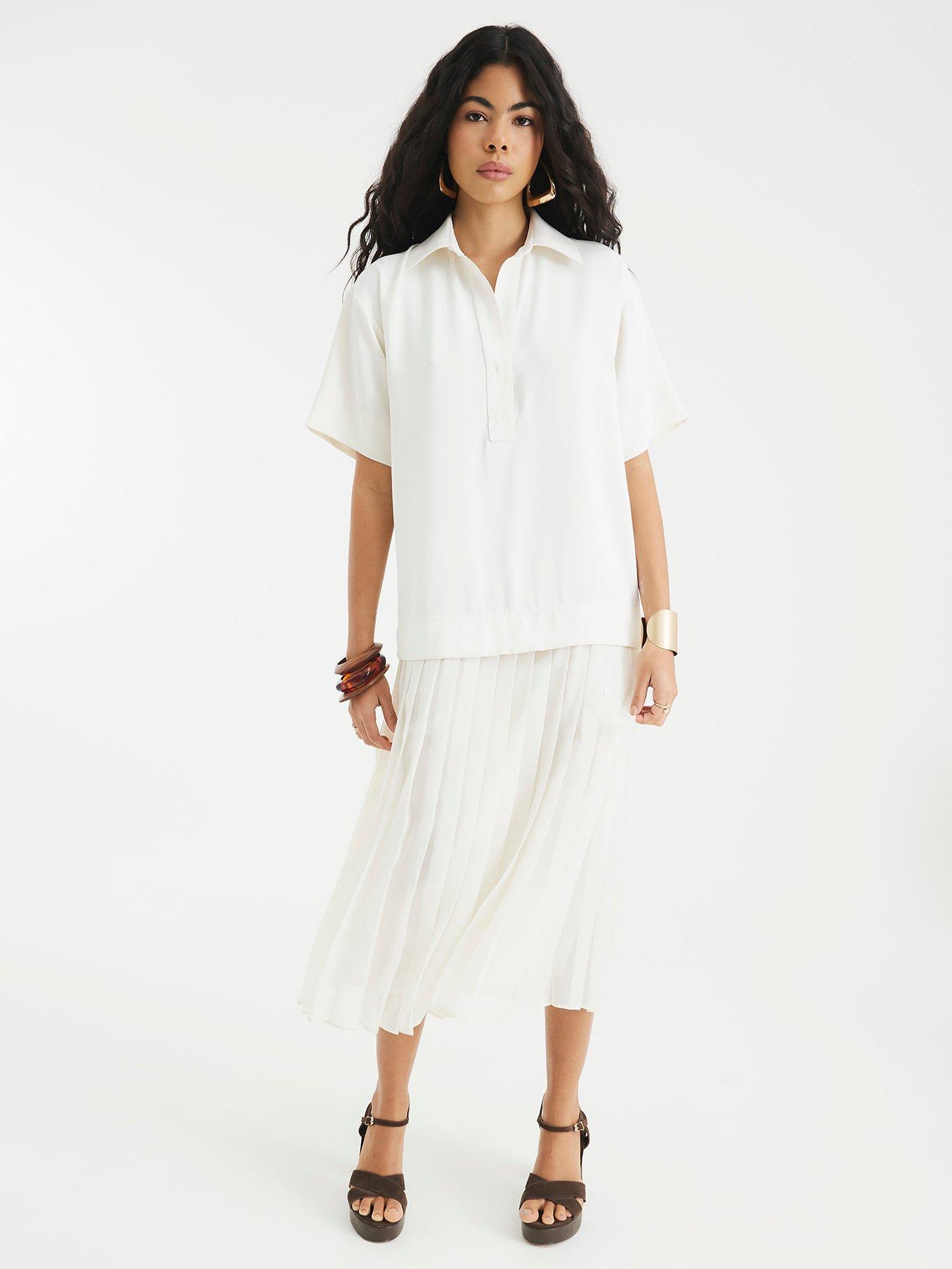 Image 1 of 4 of River Island Polo Shirt Dress - Cream