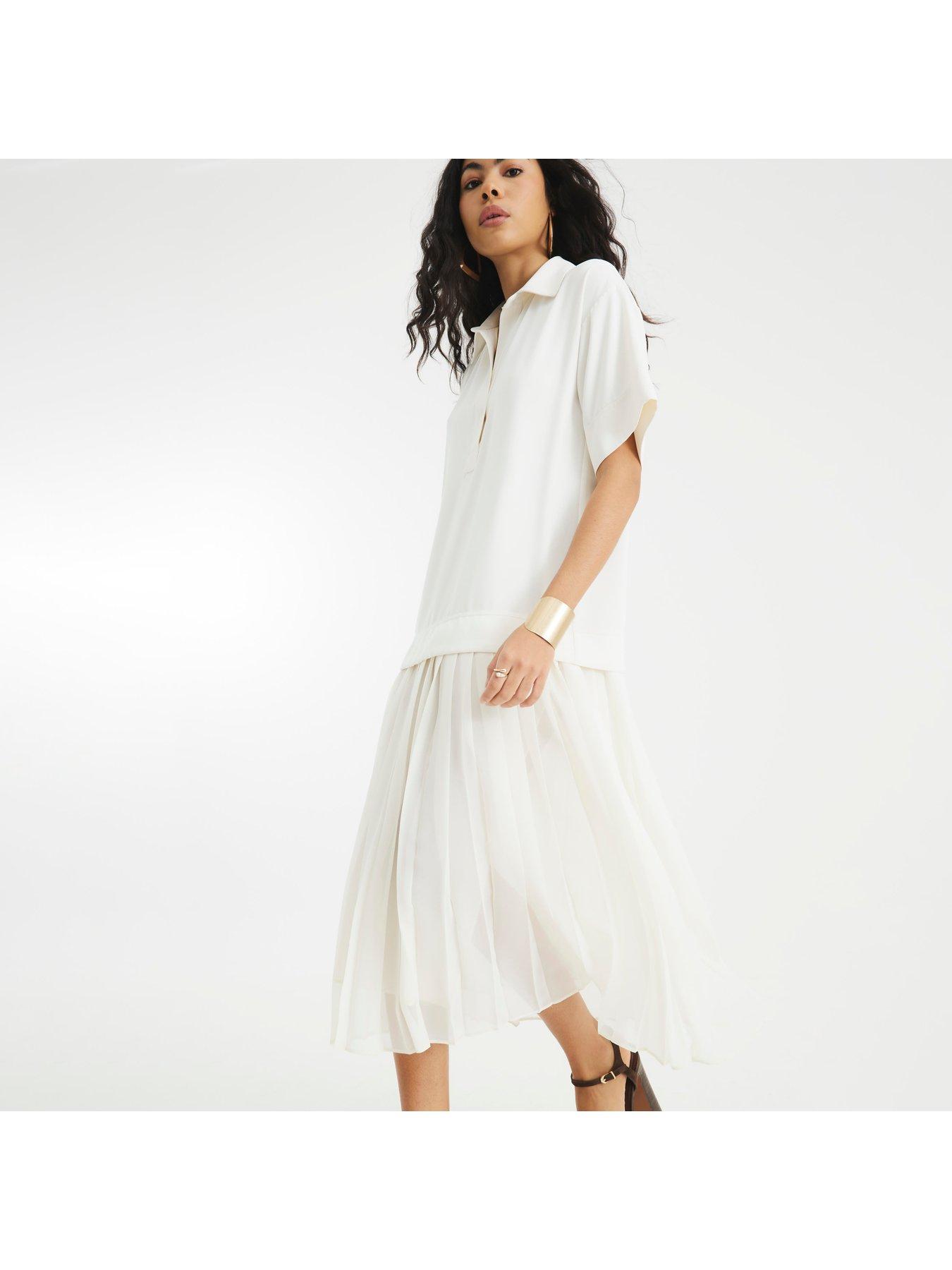 Image 2 of 4 of River Island Polo Shirt Dress - Cream