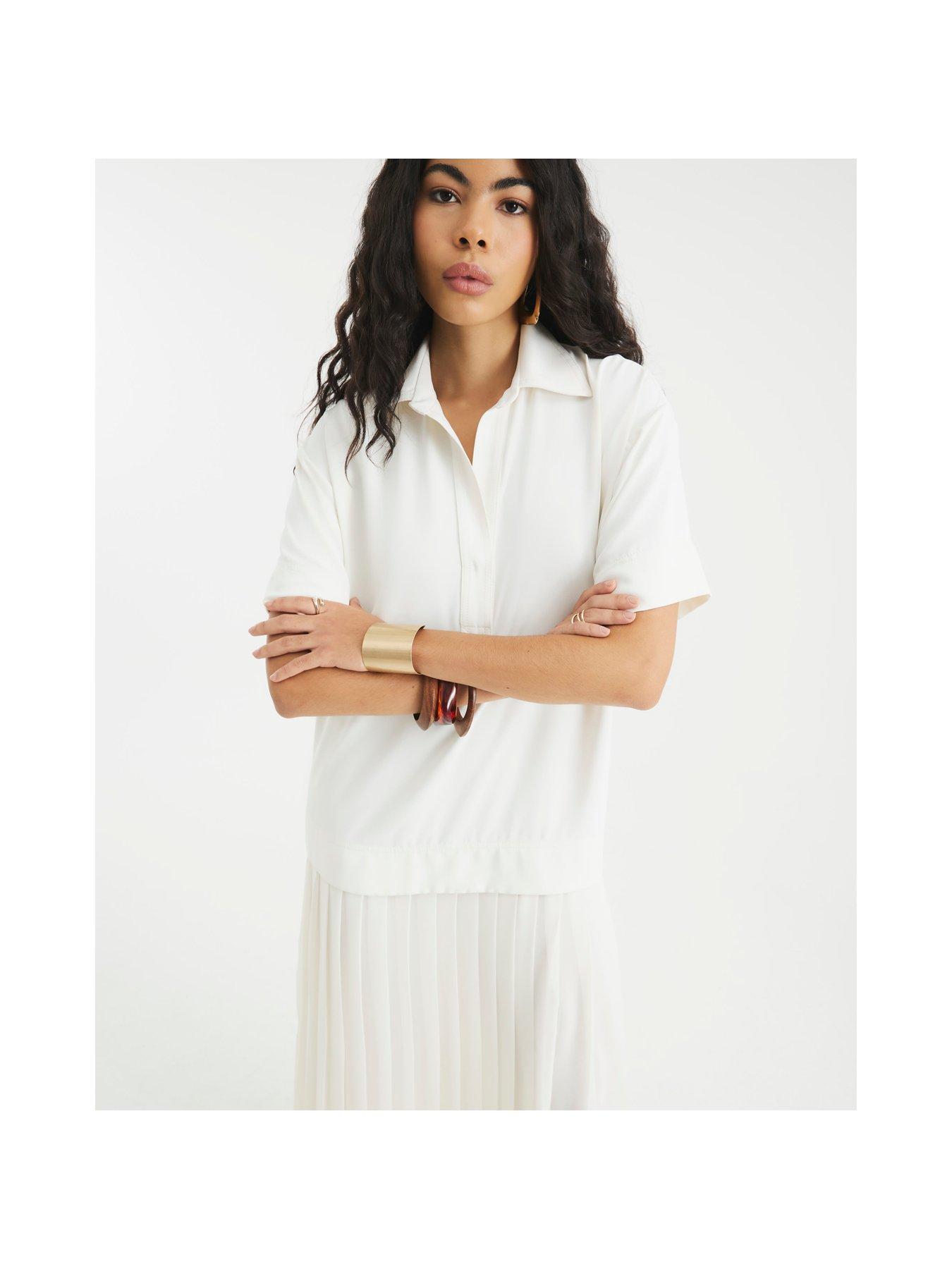 Image 3 of 4 of River Island Polo Shirt Dress - Cream