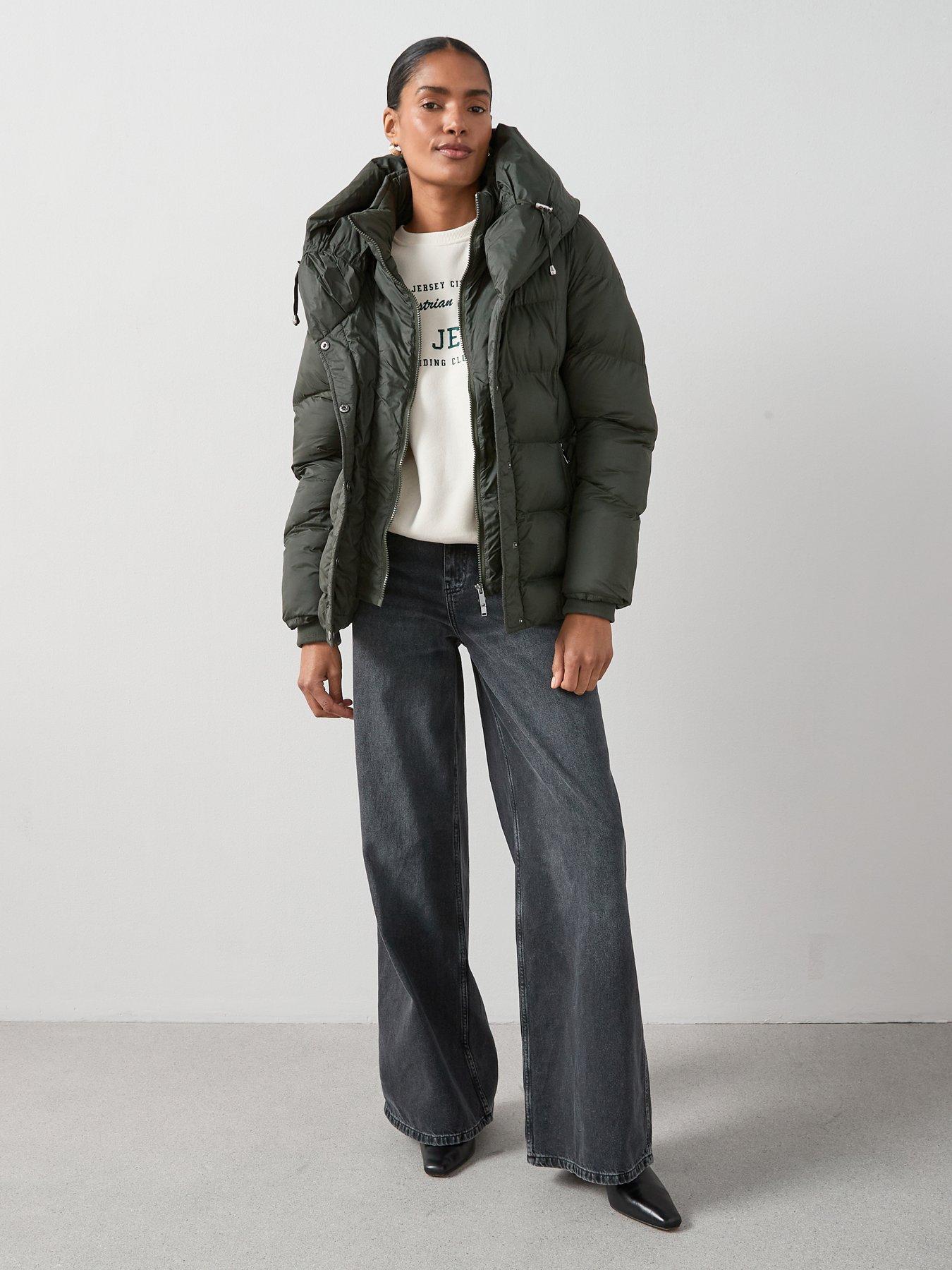 the-very-collection-double-collar-short-padded-coat-with-hood-khaki
