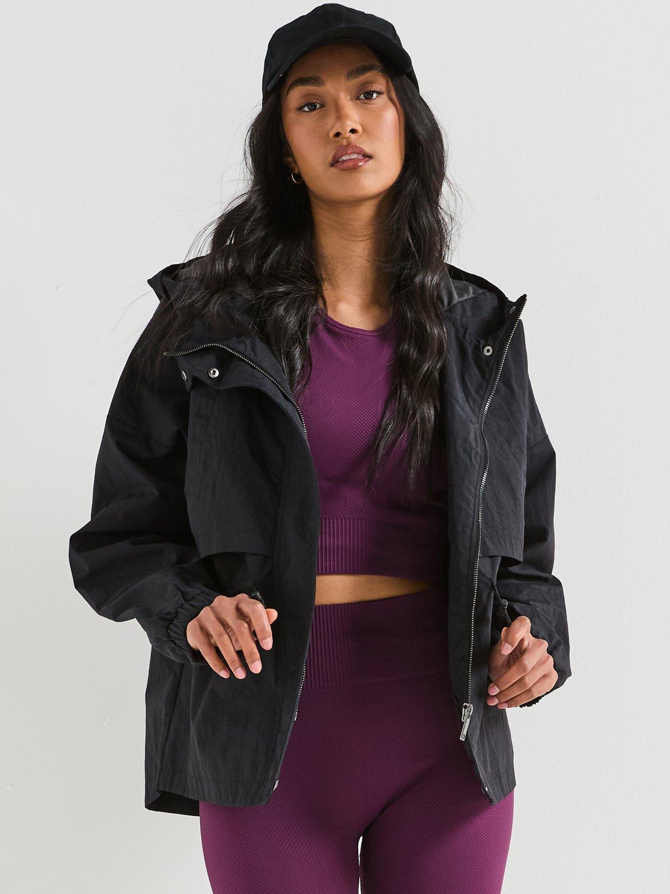 V by Very Nylon Hooded Water Resistant Jacket - Black