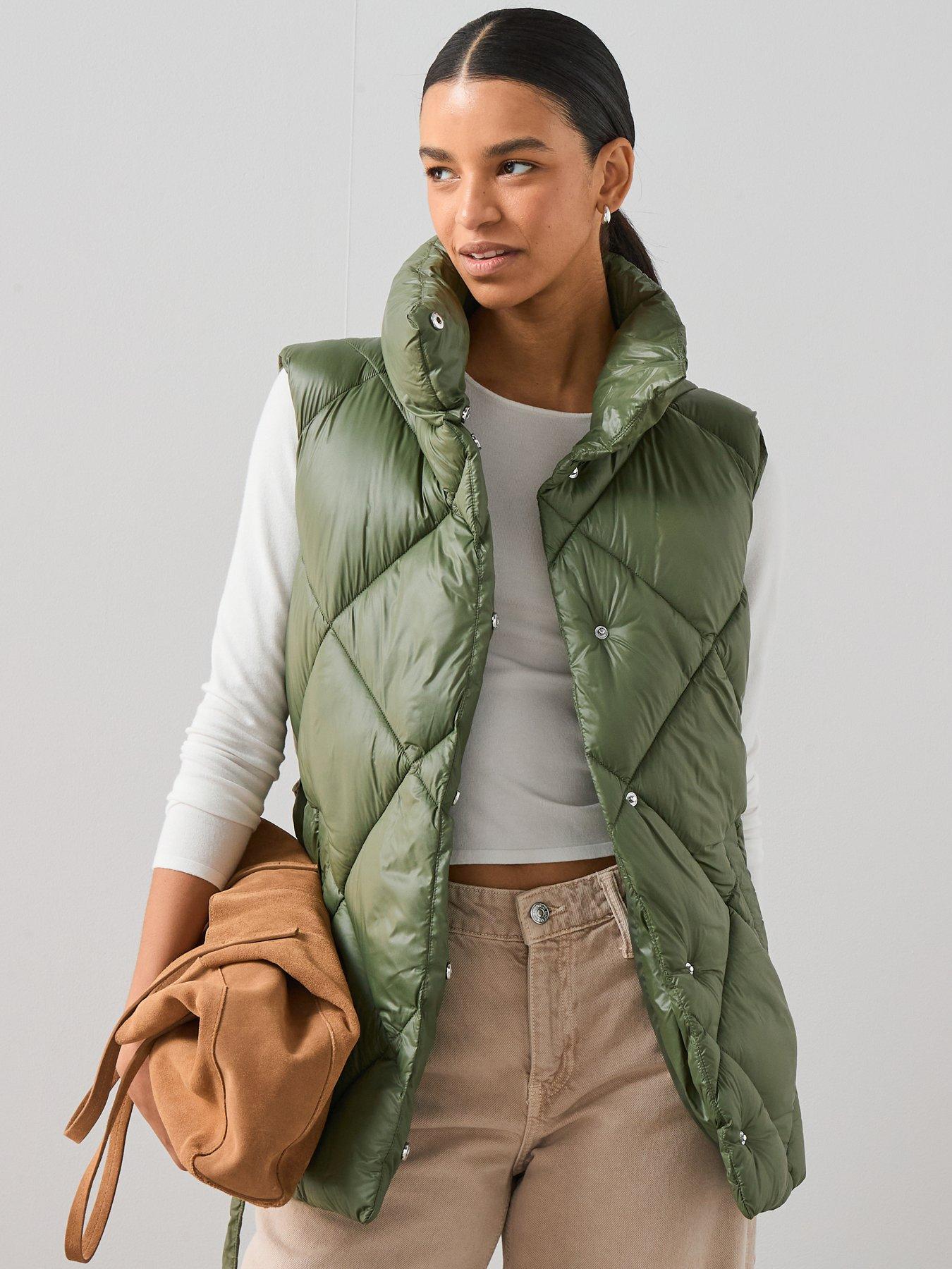 The Very Collection Diamond Quilt Gilet - Khaki