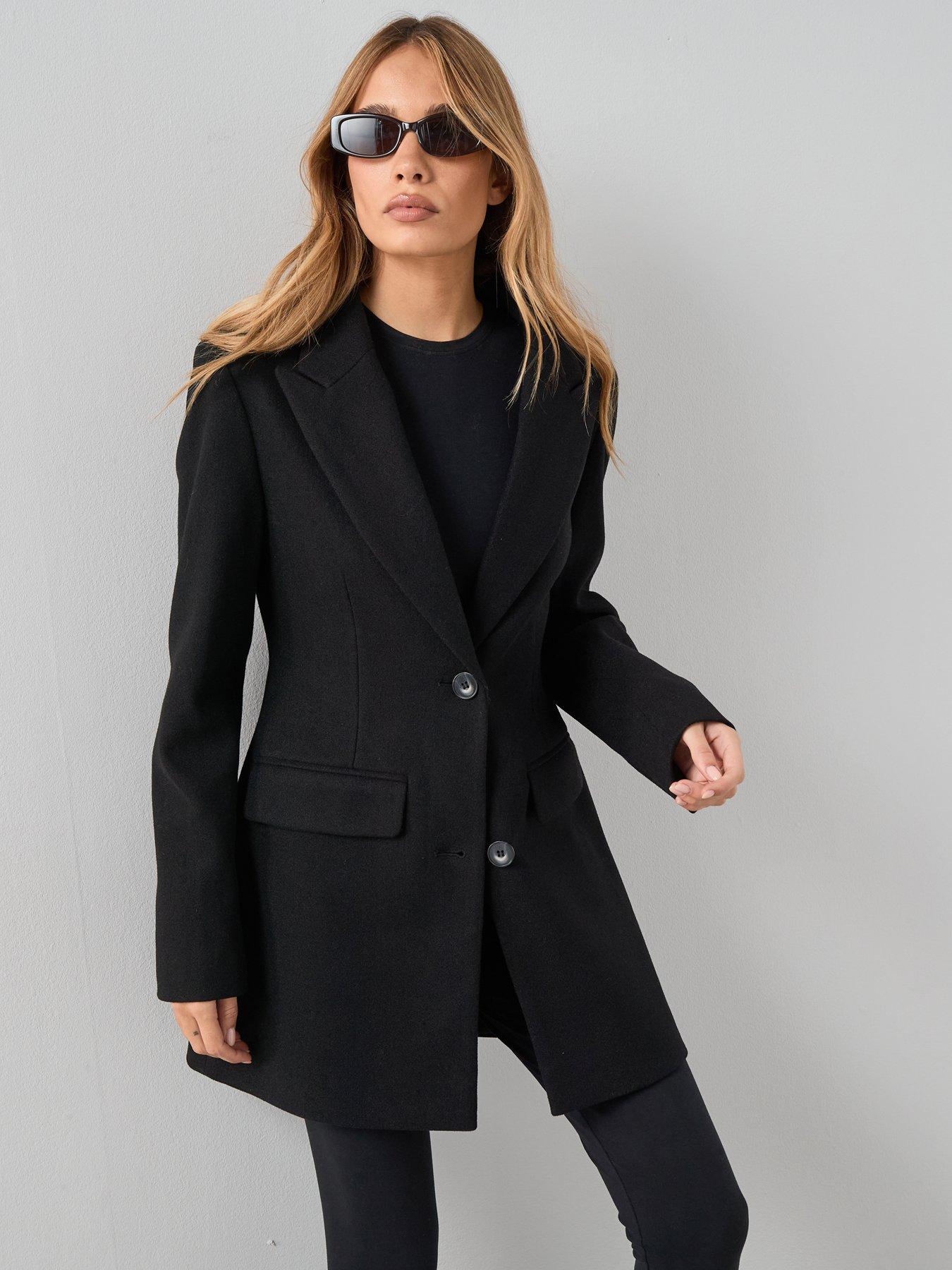 Image 1 of 7 of The Very Collection Faux Wool Blazer Jacket - Black