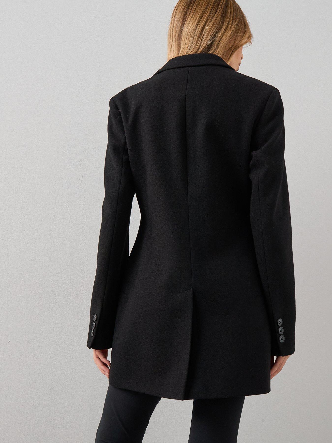 Image 2 of 7 of The Very Collection Faux Wool Blazer Jacket - Black