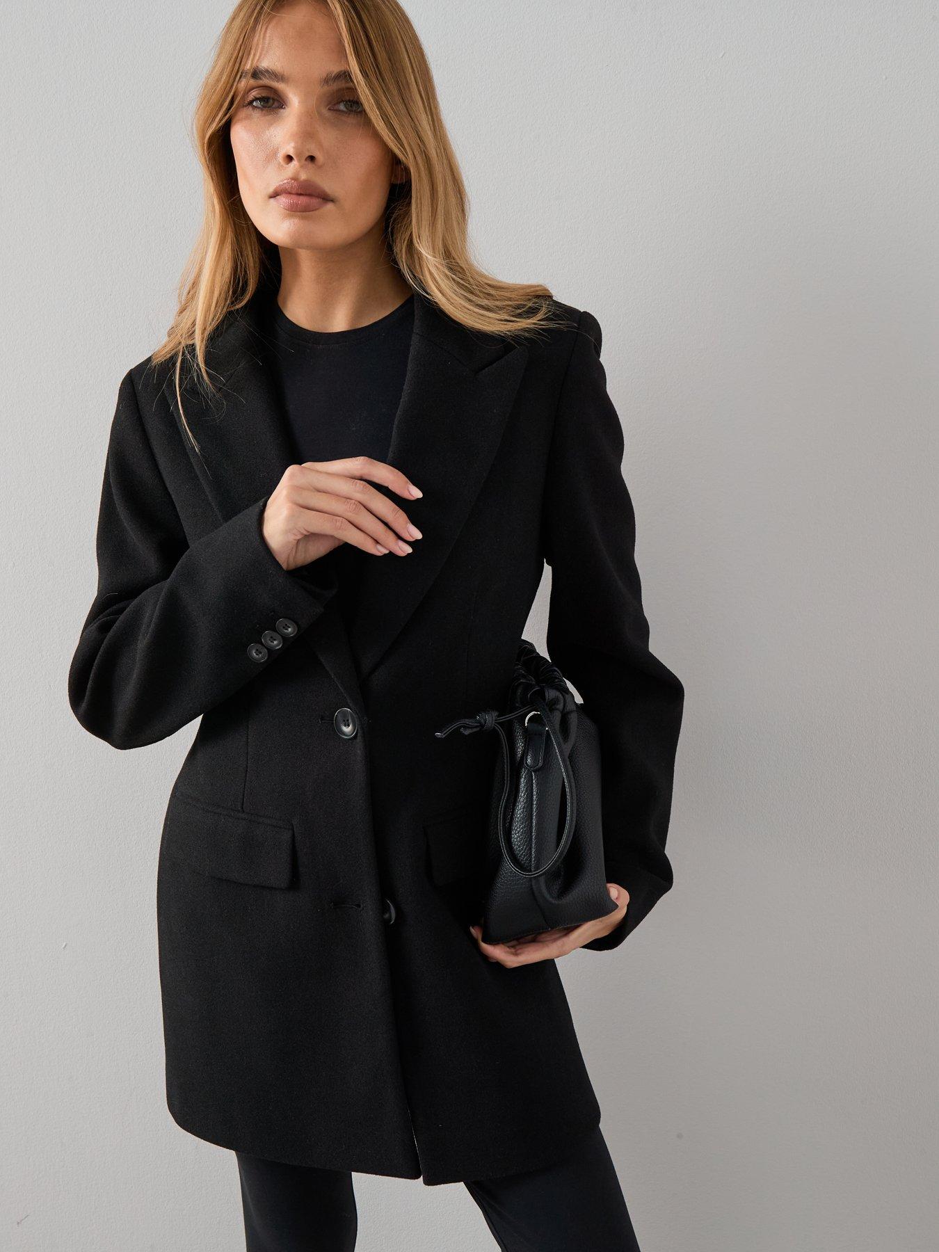 Image 4 of 7 of The Very Collection Faux Wool Blazer Jacket - Black
