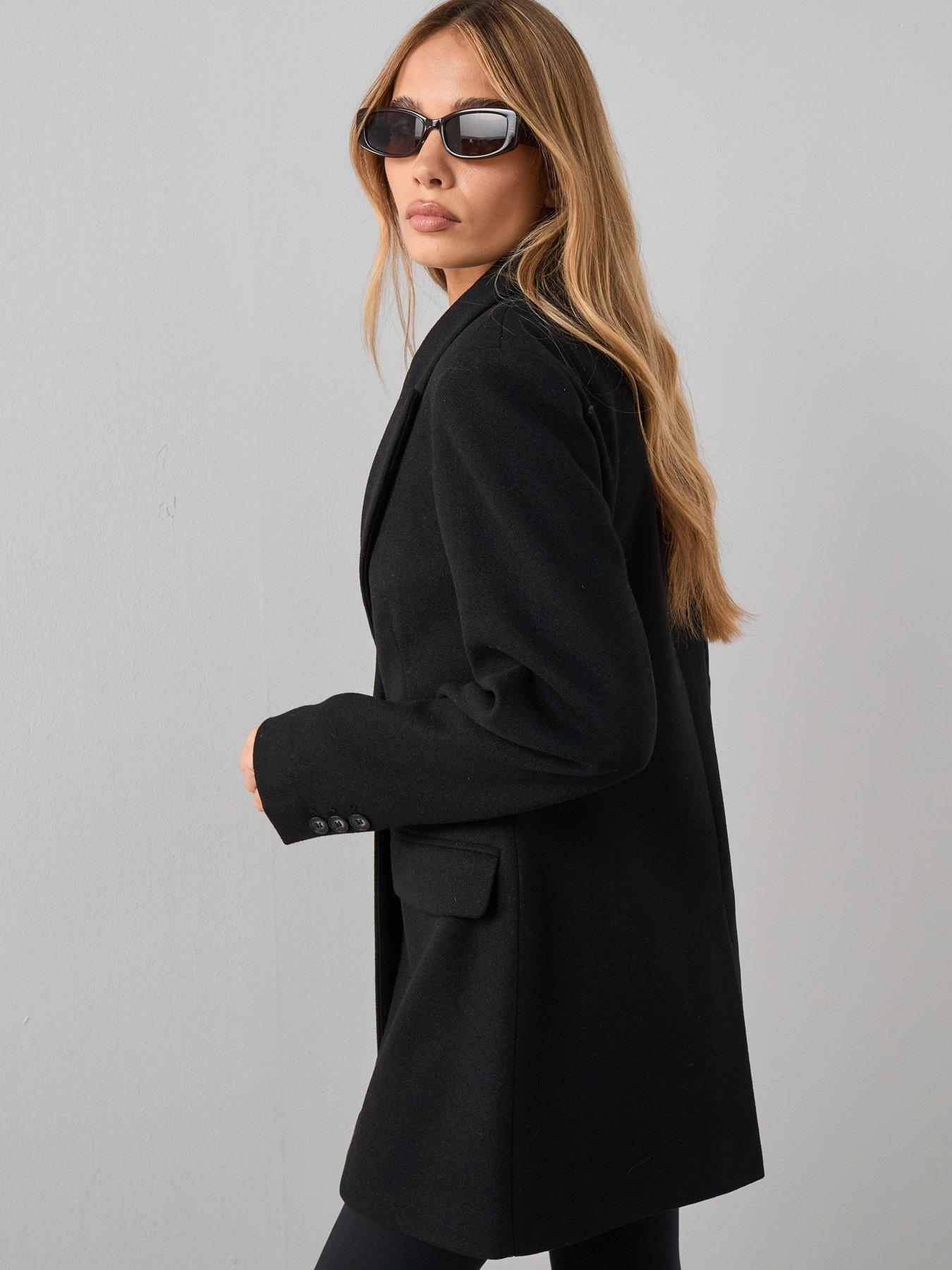 Image 6 of 7 of The Very Collection Faux Wool Blazer Jacket - Black