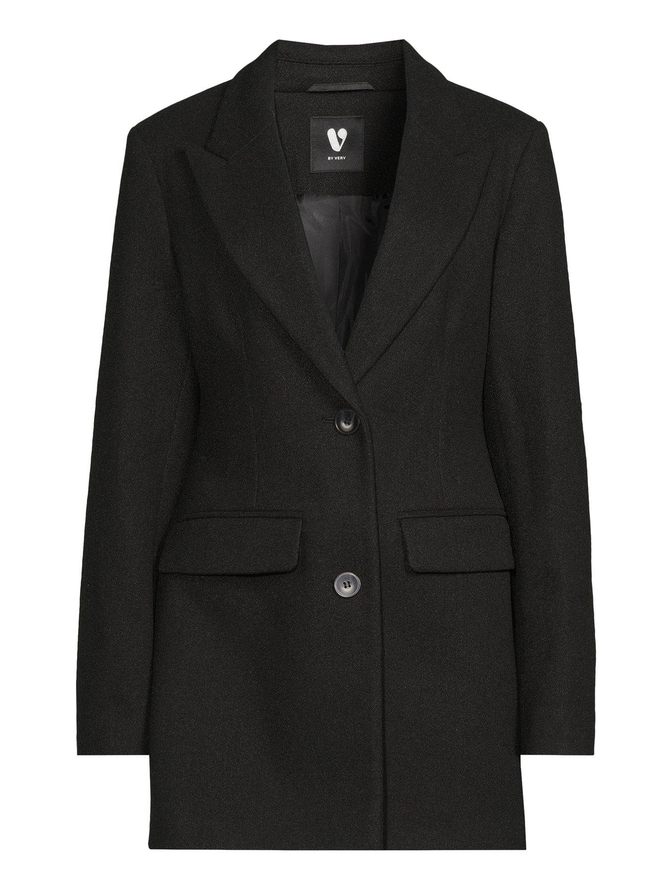 Image 7 of 7 of The Very Collection Faux Wool Blazer Jacket - Black