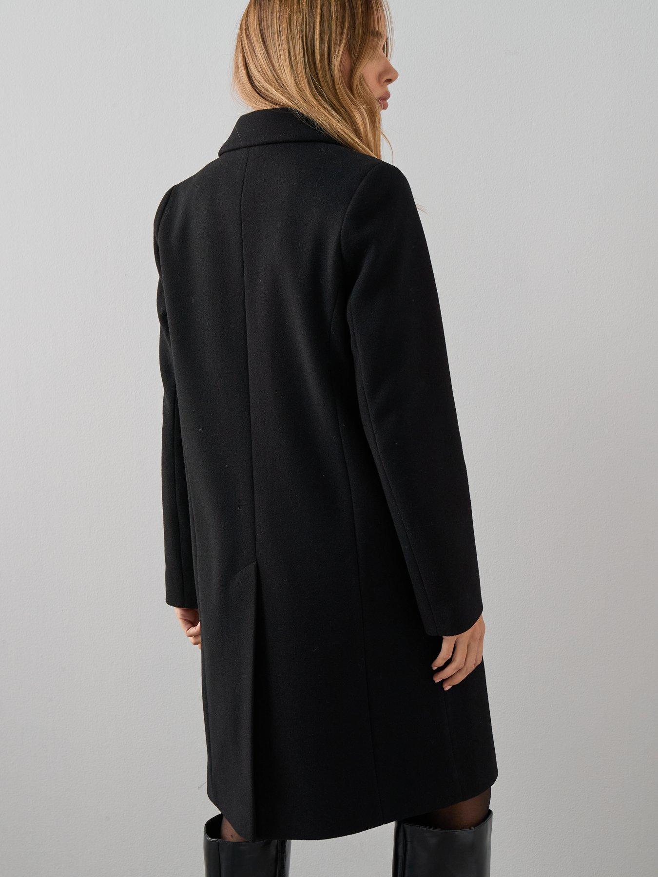 Image 2 of 7 of The Very Collection Faux Wool Single Breasted Coat - Black