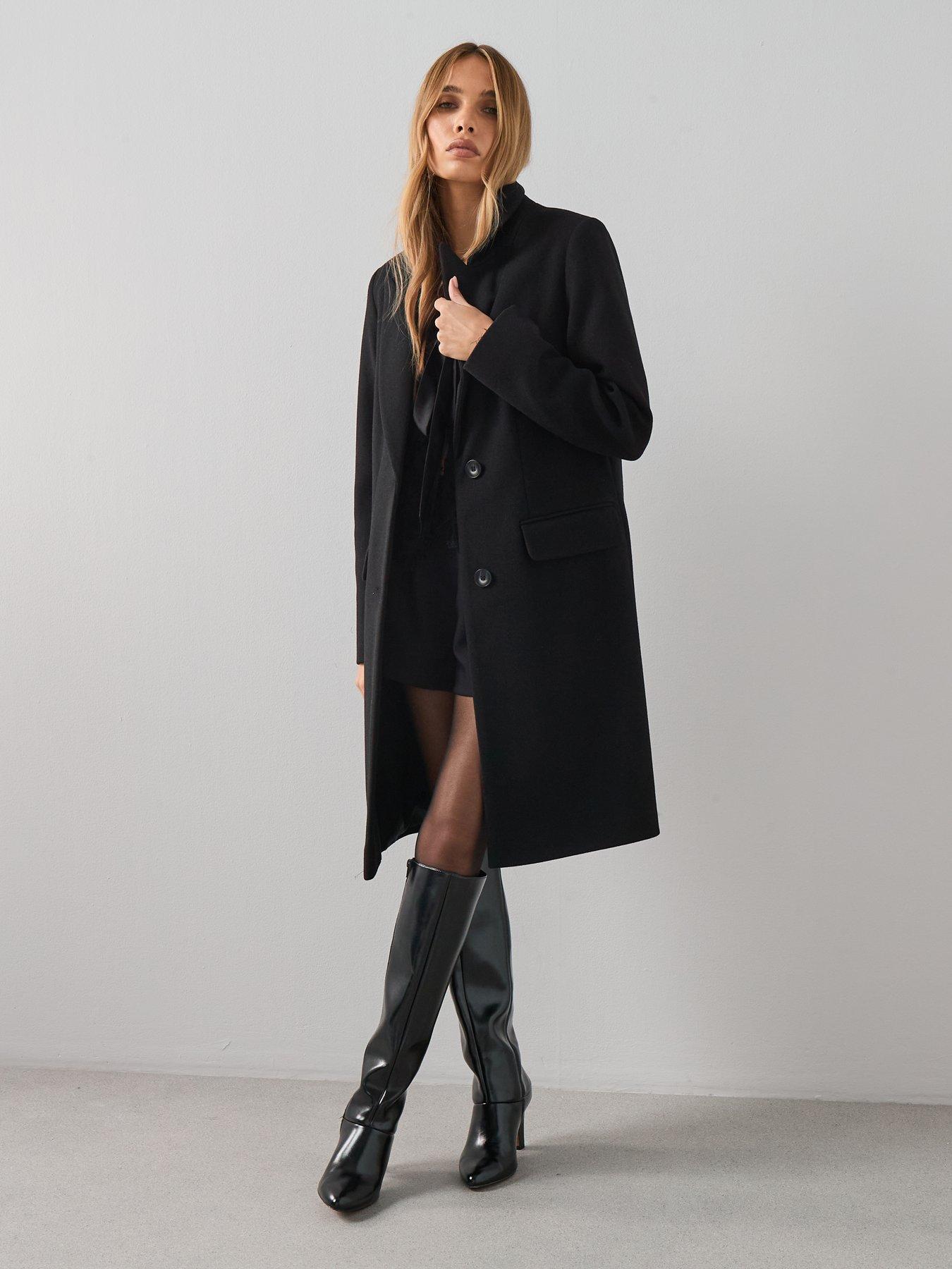 Image 3 of 7 of The Very Collection Faux Wool Single Breasted Coat - Black
