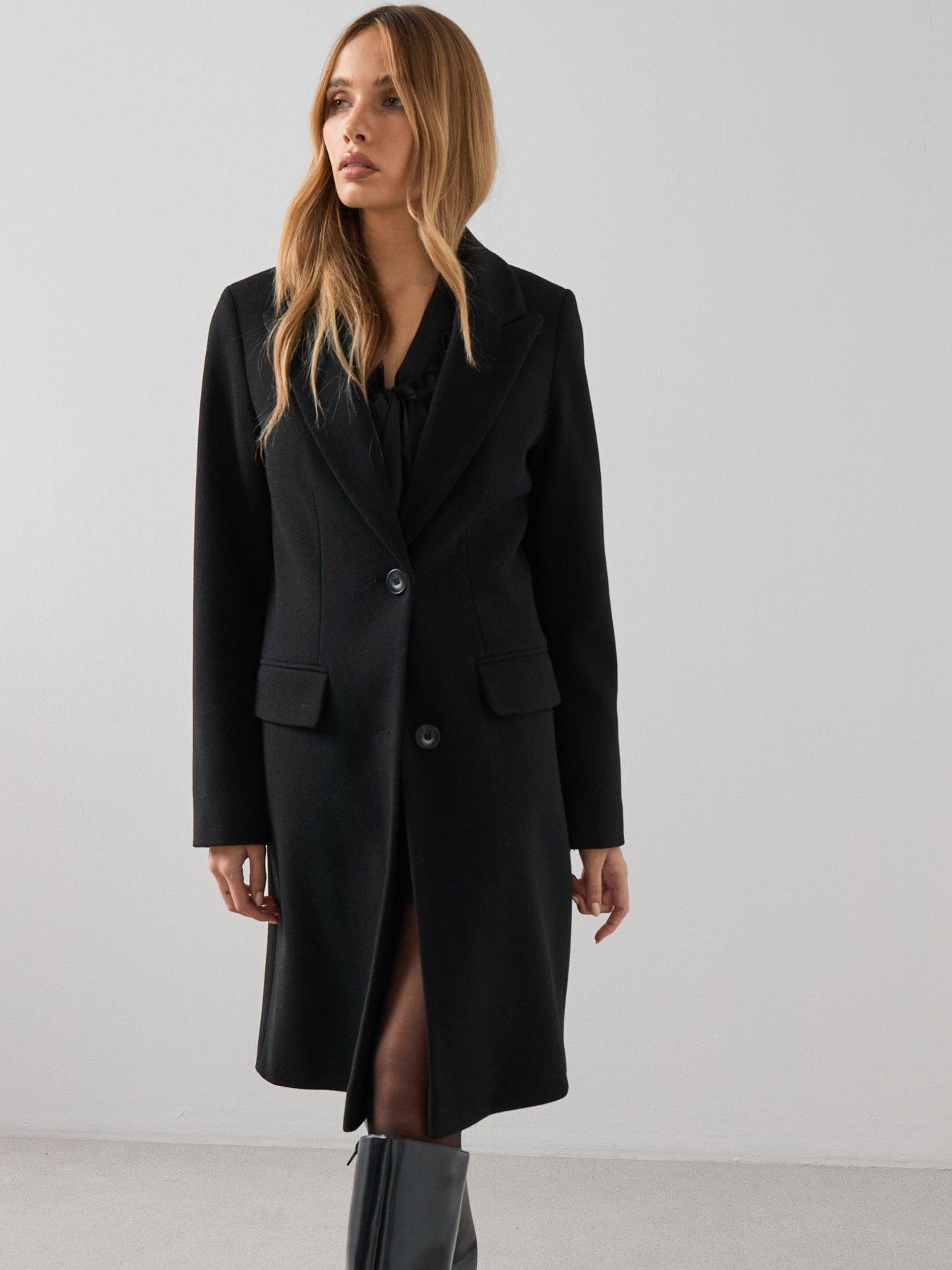 Image 4 of 7 of The Very Collection Faux Wool Single Breasted Coat - Black