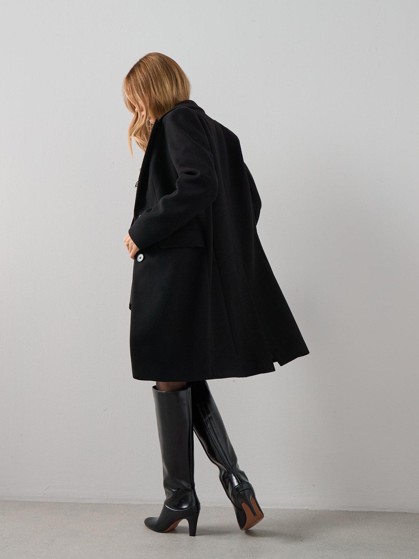 Image 5 of 7 of The Very Collection Faux Wool Single Breasted Coat - Black