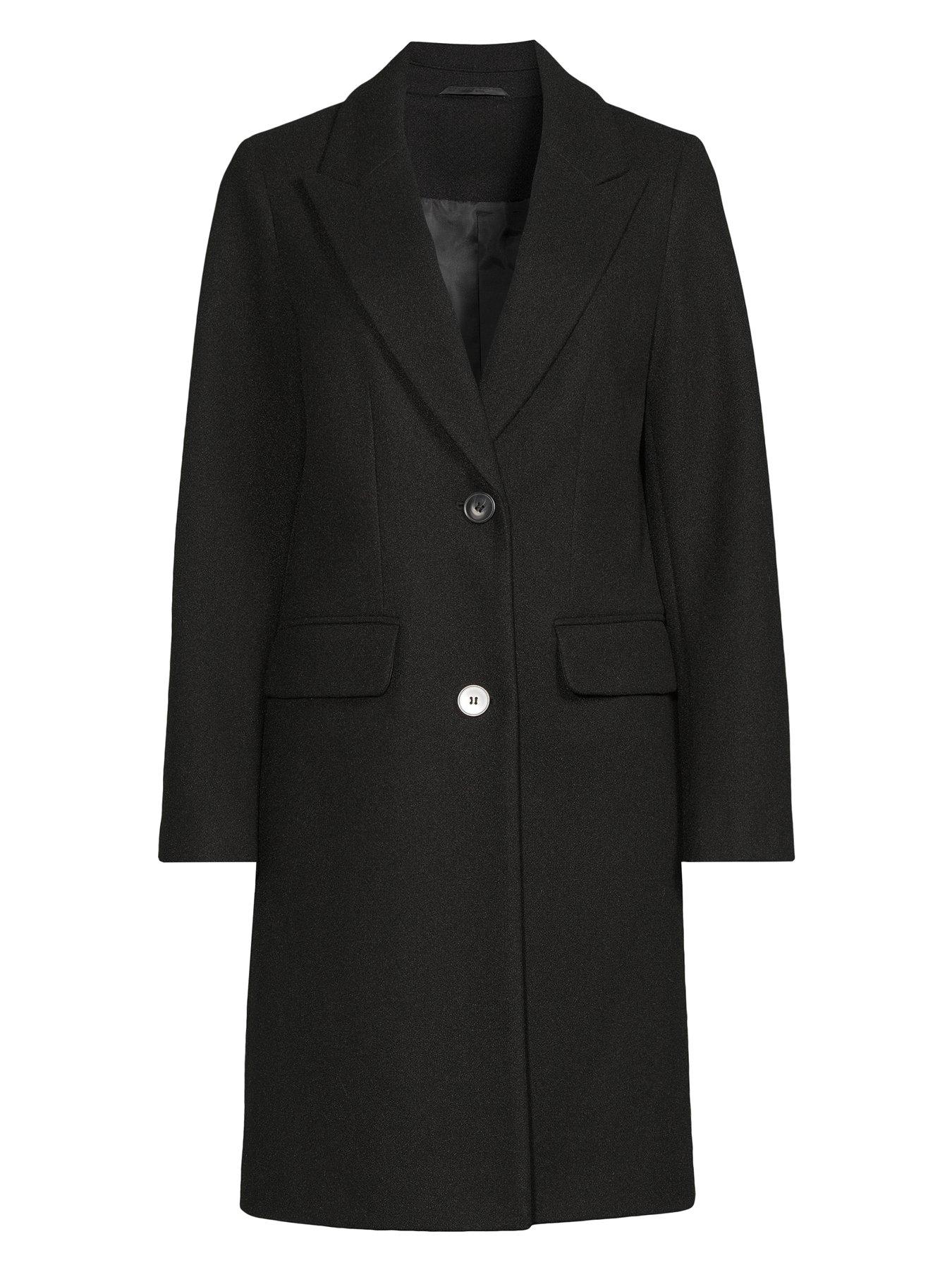 Image 7 of 7 of The Very Collection Faux Wool Single Breasted Coat - Black