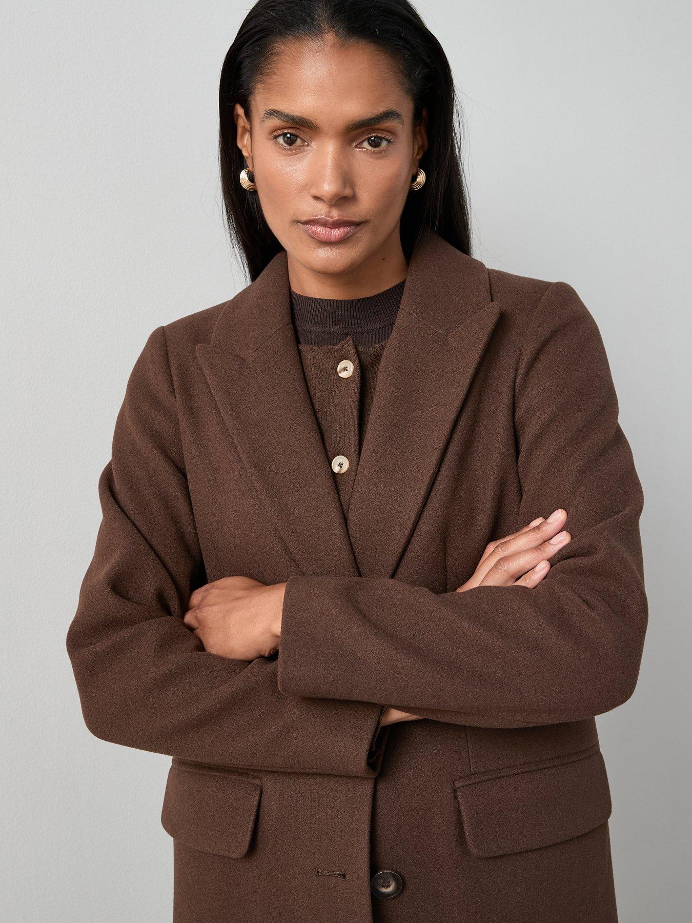 Image 5 of 6 of The Very Collection Faux Wool Single Breasted Coat - Brown