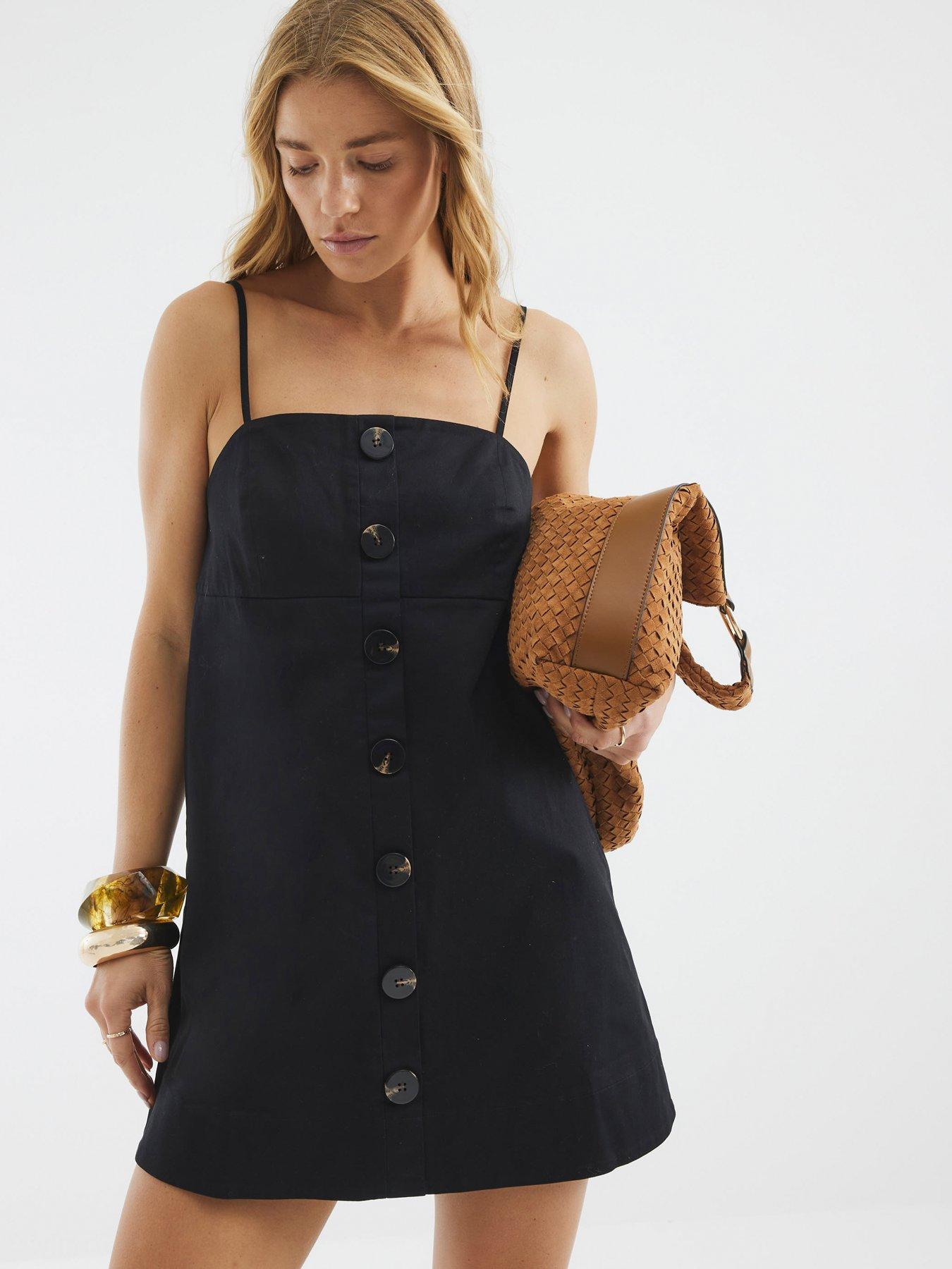 river-island-button-shift-mini-dress-blackfront