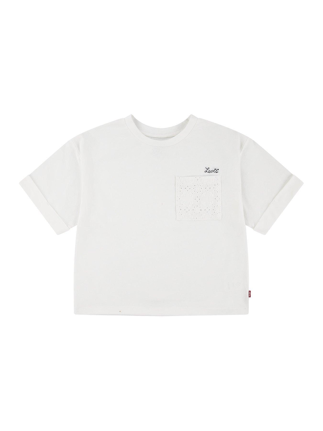 Image 1 of 5 of Levi's Girls Roll Cuff Short Sleeve T-Shirt - White