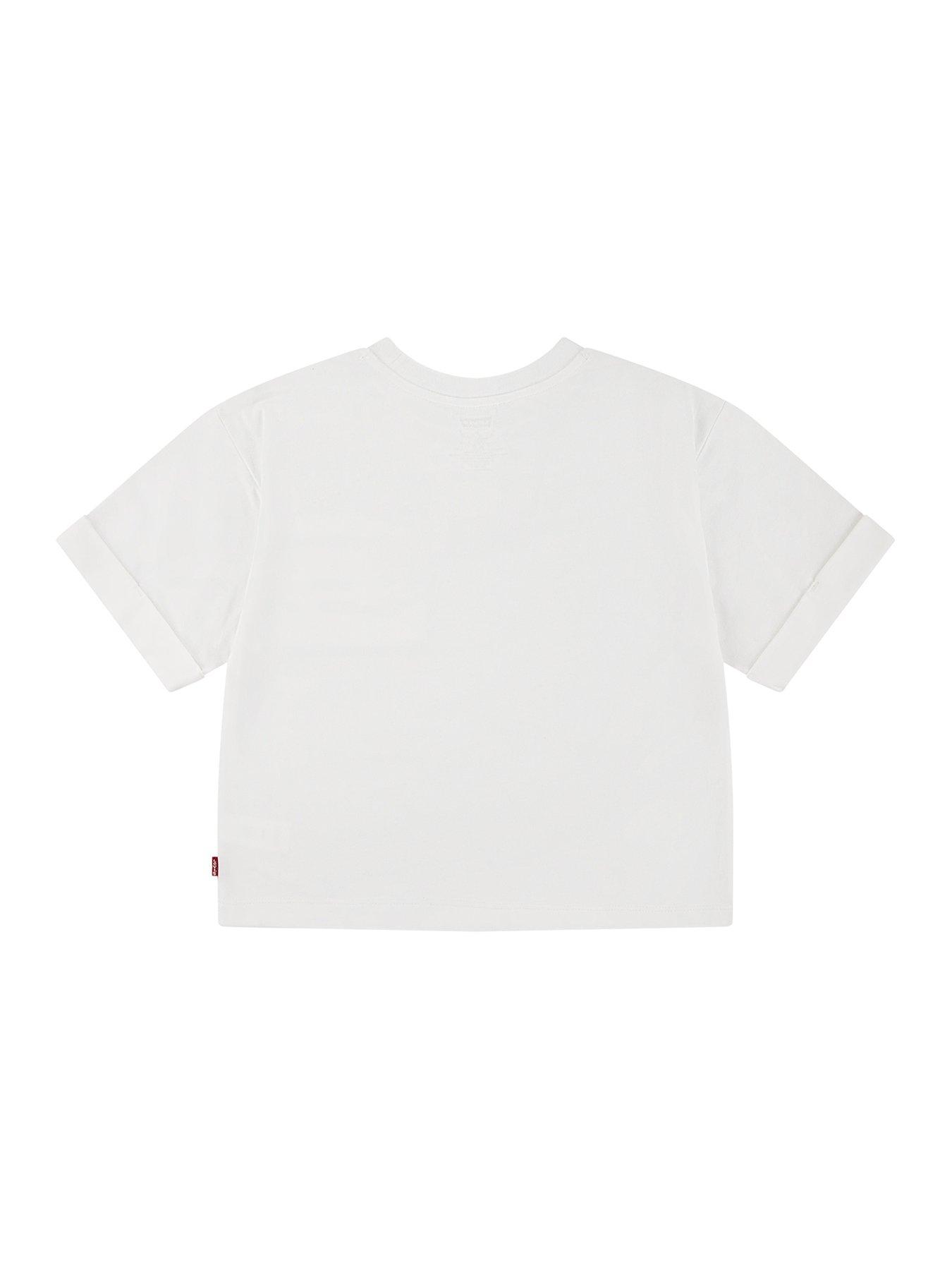 Image 3 of 5 of Levi's Girls Roll Cuff Short Sleeve T-Shirt - White