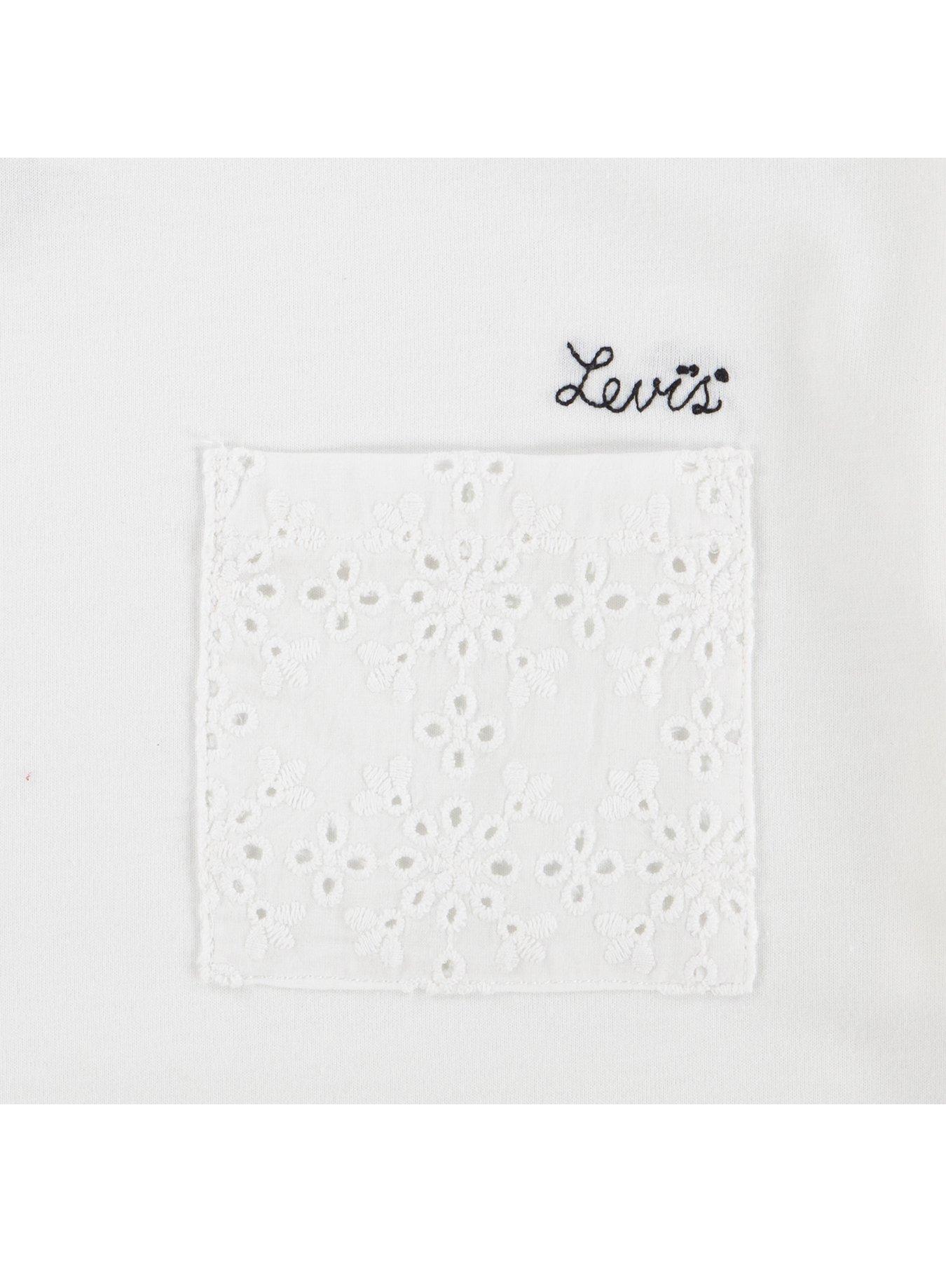 Image 4 of 5 of Levi's Girls Roll Cuff Short Sleeve T-Shirt - White