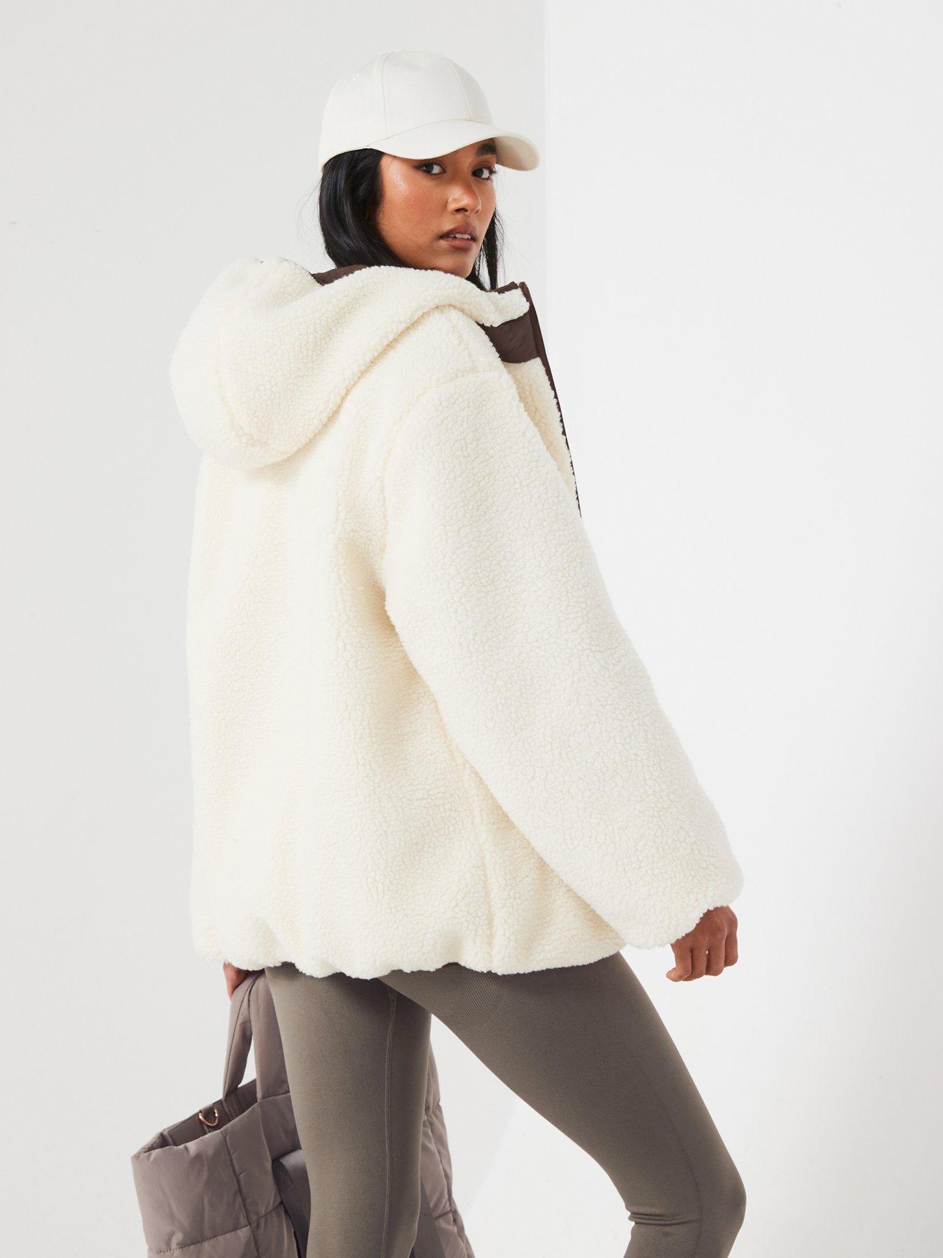 Image 2 of 6 of The Very Collection Reversible Borg Quilted Jacket- Chocolate &amp; Beige