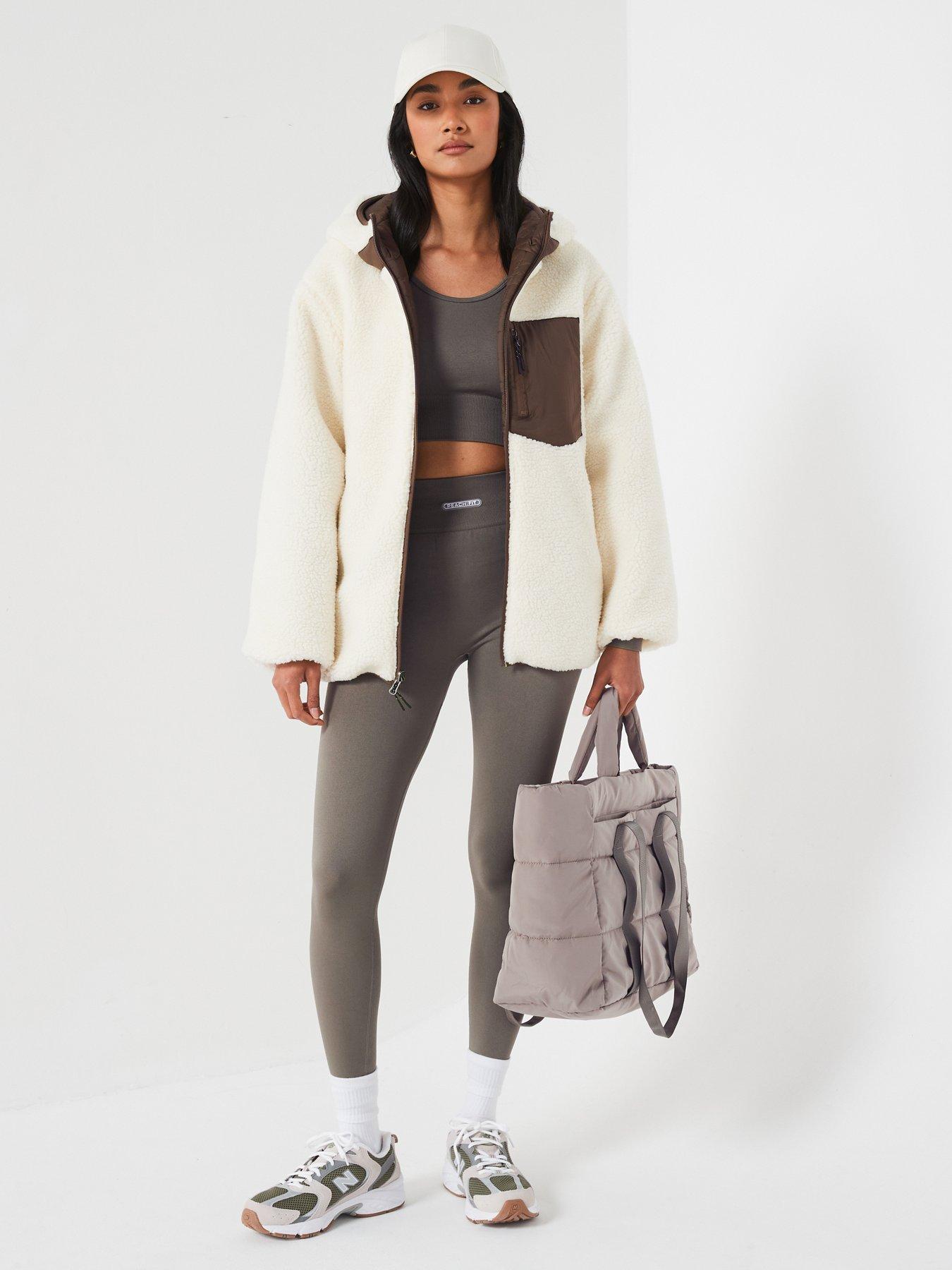 Image 3 of 6 of The Very Collection Reversible Borg Quilted Jacket- Chocolate &amp; Beige