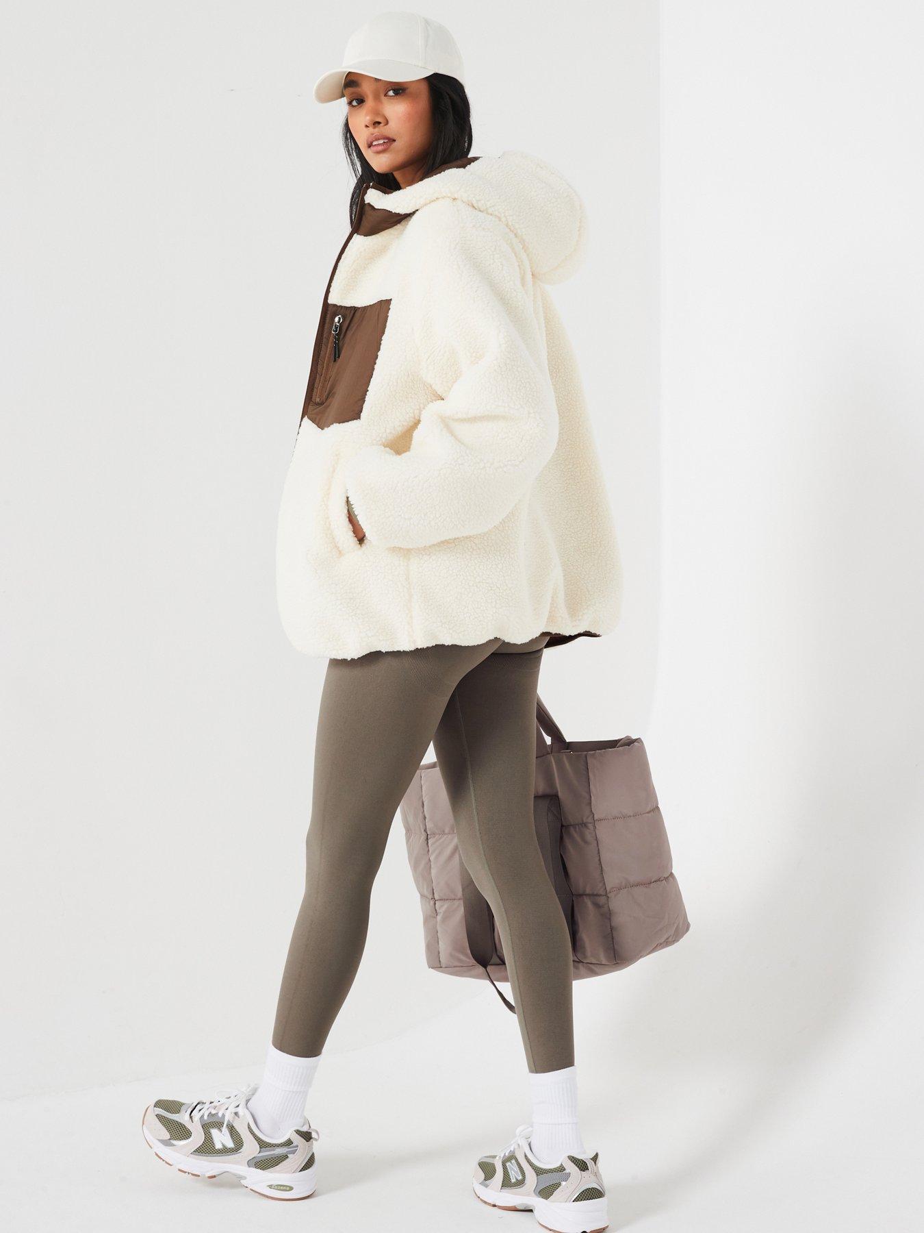 Image 6 of 6 of The Very Collection Reversible Borg Quilted Jacket- Chocolate &amp; Beige