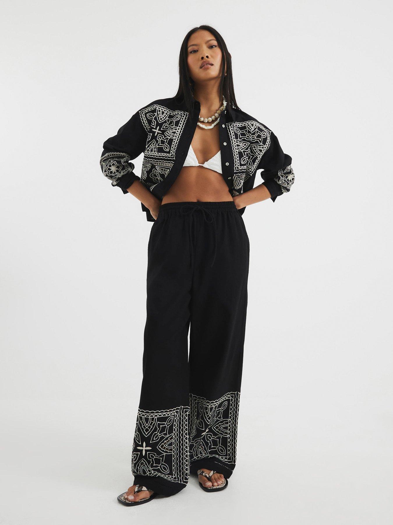 Image of RI Petite Cutwork Trouser - Black