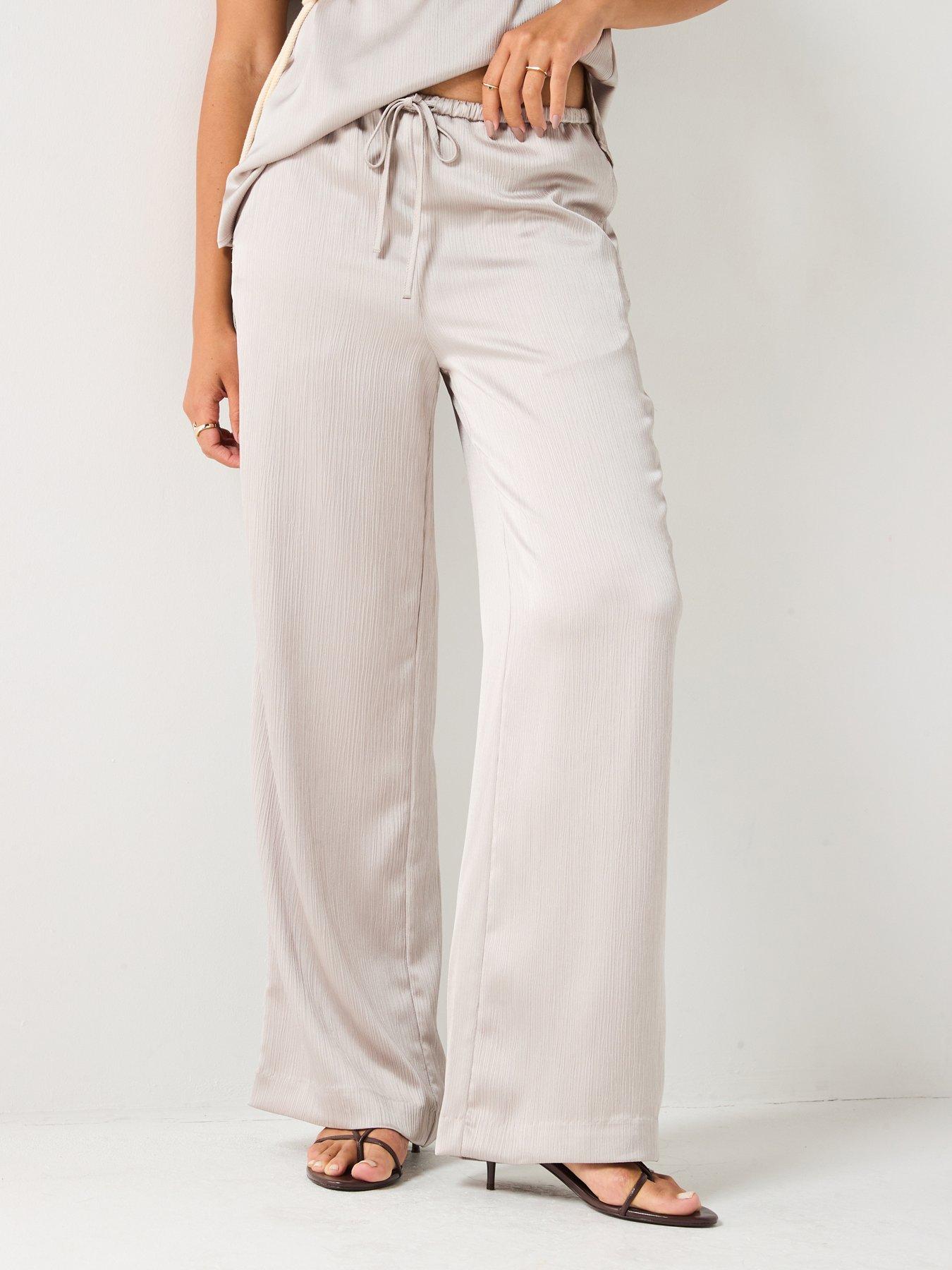Image 1 of 4 of V by Very Satin Pleated Trousers - Grey