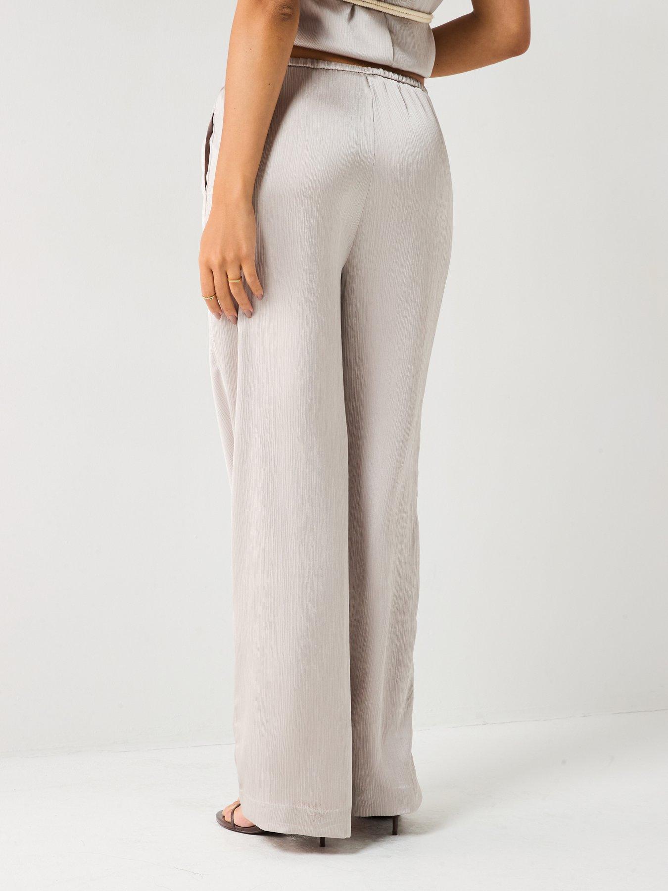 Image 2 of 4 of V by Very Satin Pleated Trousers - Grey