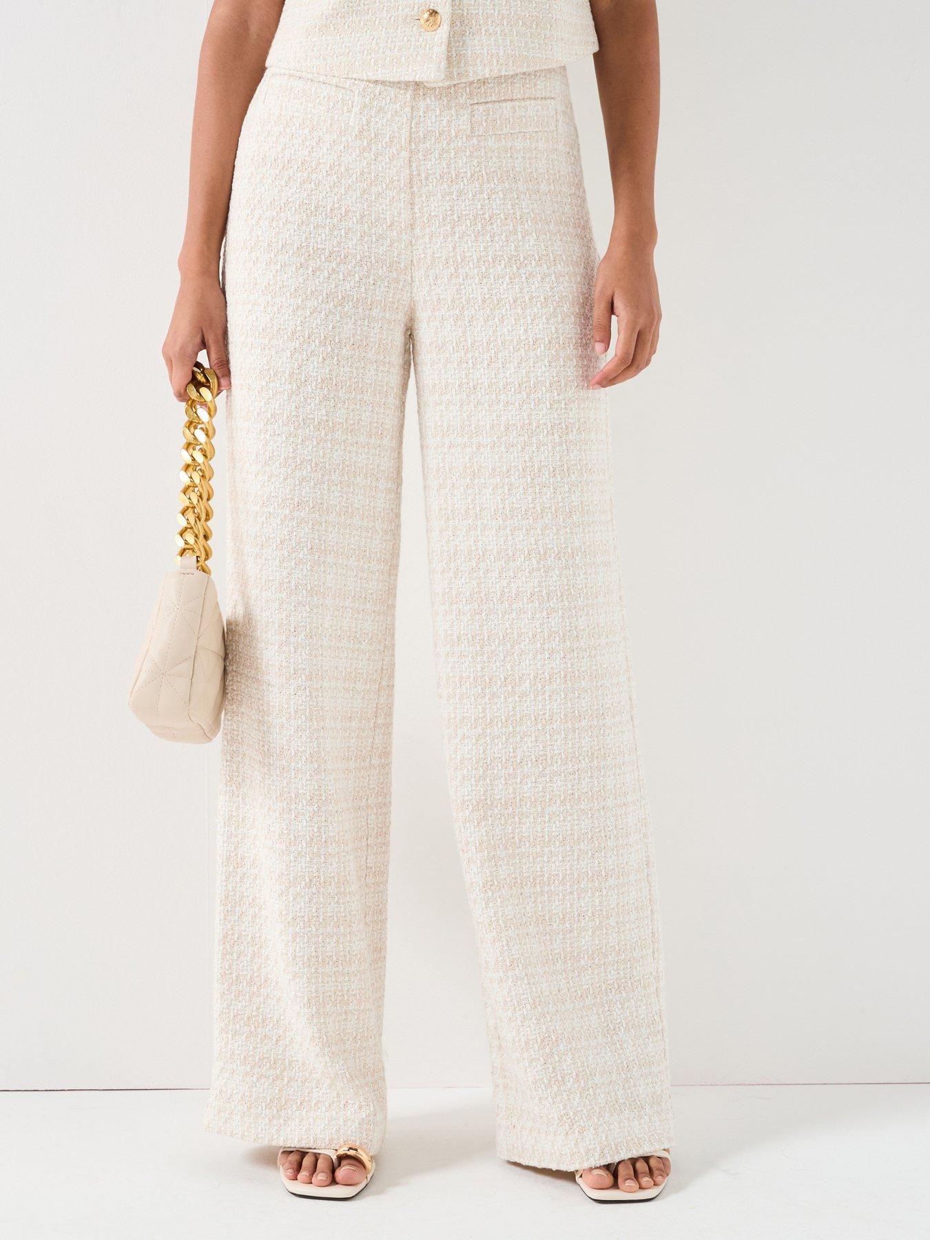 Image 3 of 6 of V by Very Boucle Straight Leg Trouser - Beige