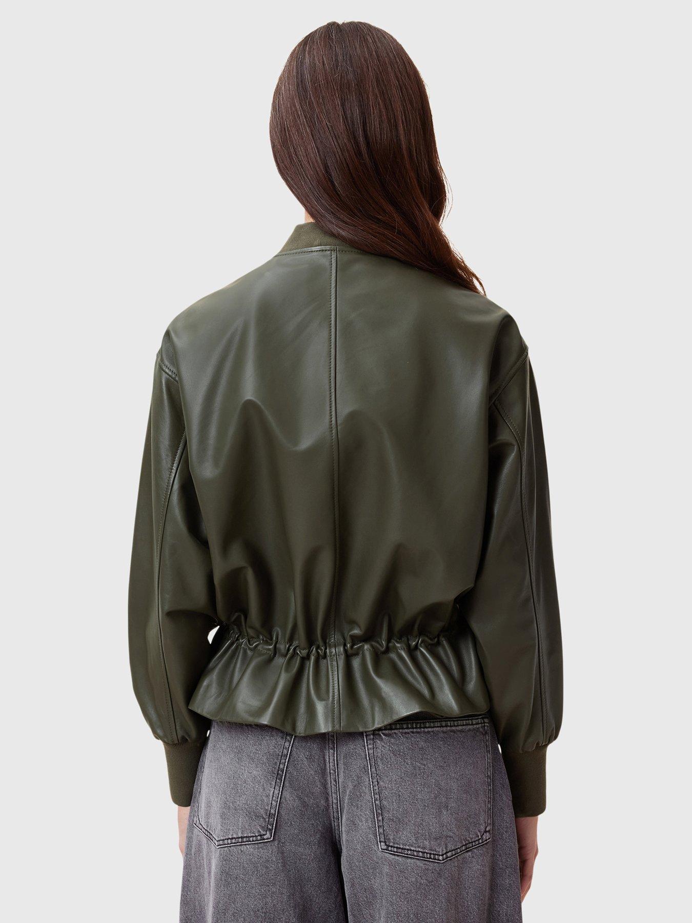 allsaints-sofi-drawstring-leather-bomber-jacket-greenstillFront