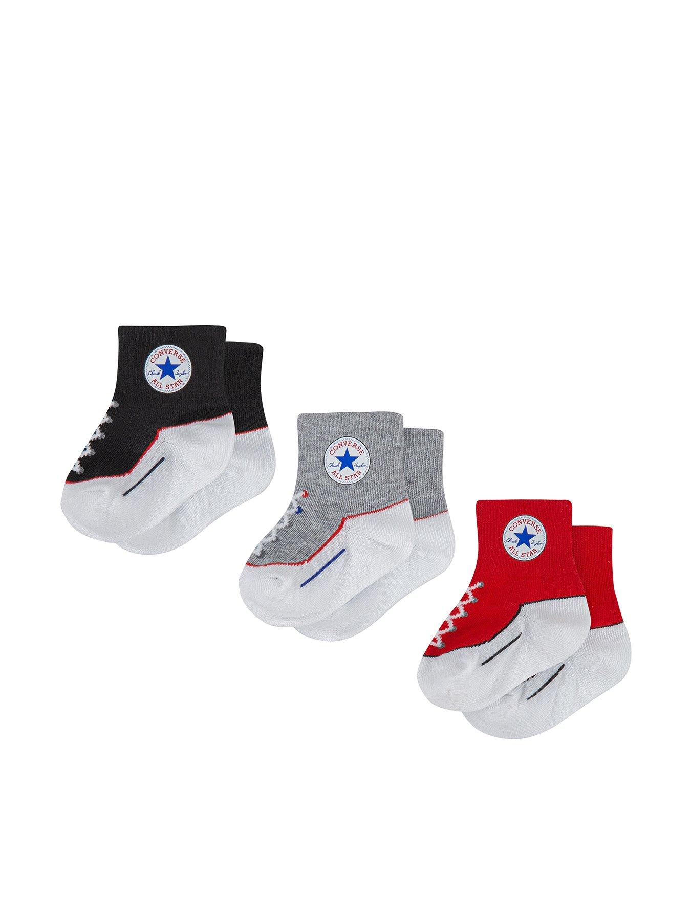 undefined Newborn Unisex Replica Socks 3 Pack - Black/grey/red