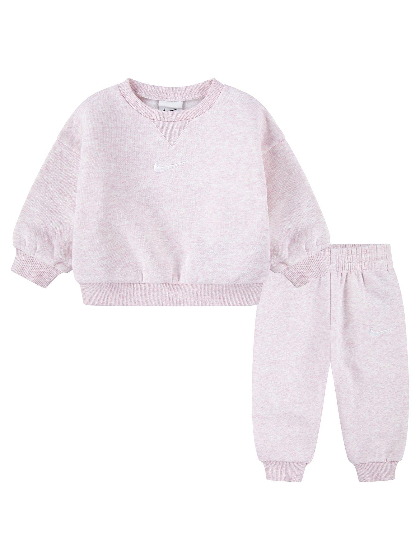 Image 1 of 4 of Nike Infant Unisex Essential Crew And Jogger Set - Pink