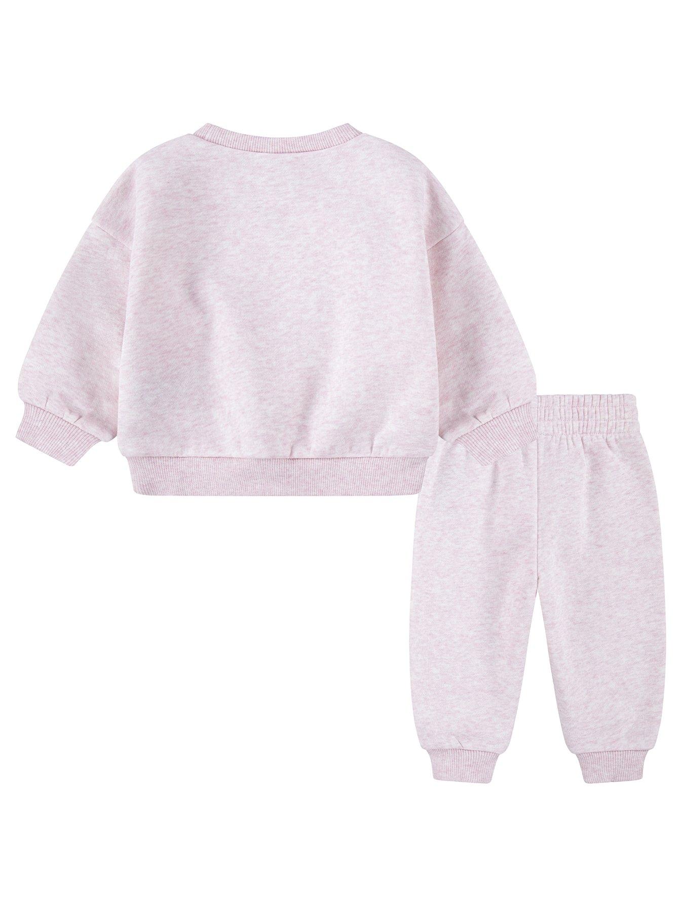 Image 2 of 4 of Nike Infant Unisex Essential Crew And Jogger Set - Pink