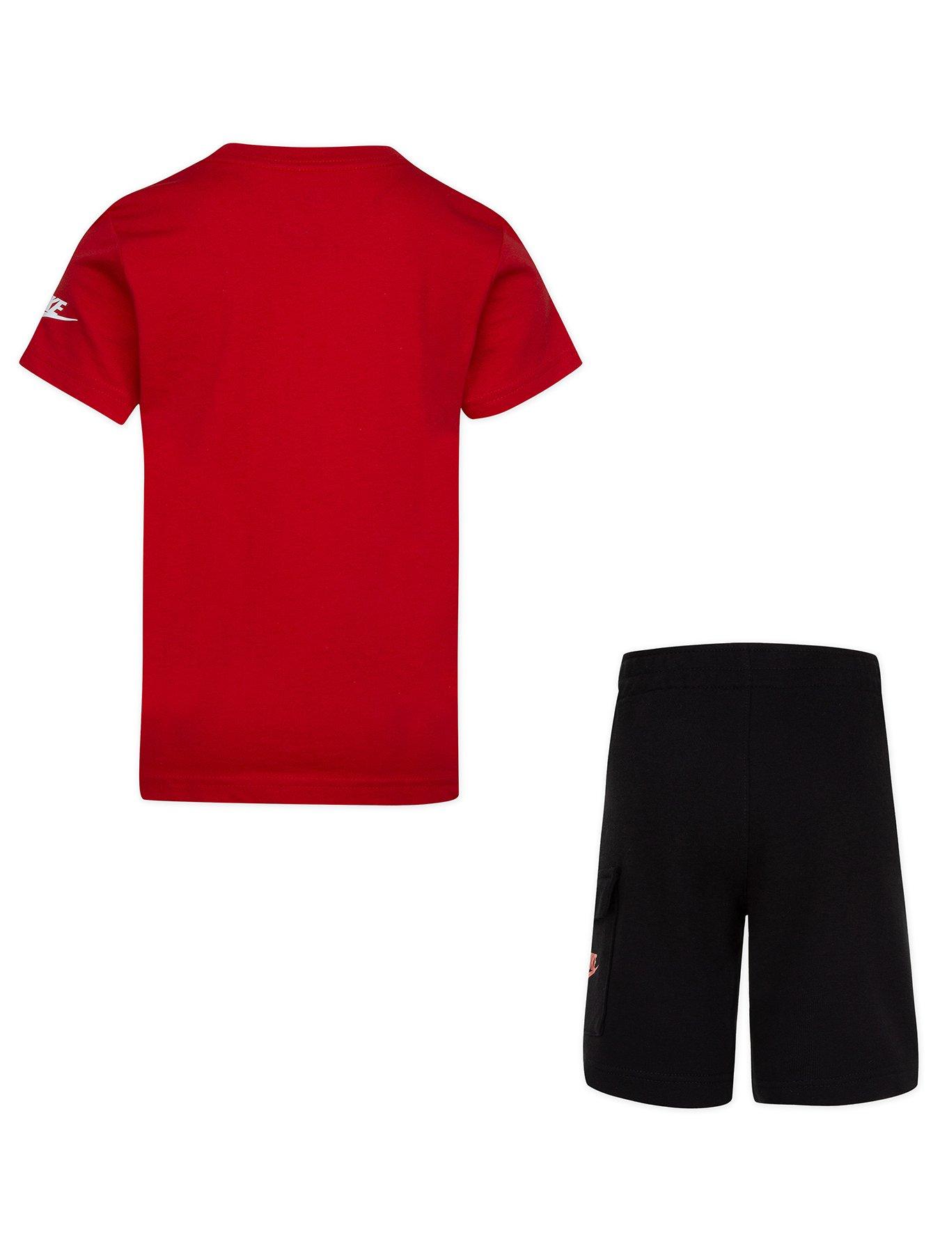 Image 3 of 5 of Nike Kids Boys Cargo Short And S/s T-shirt Set - Black/red