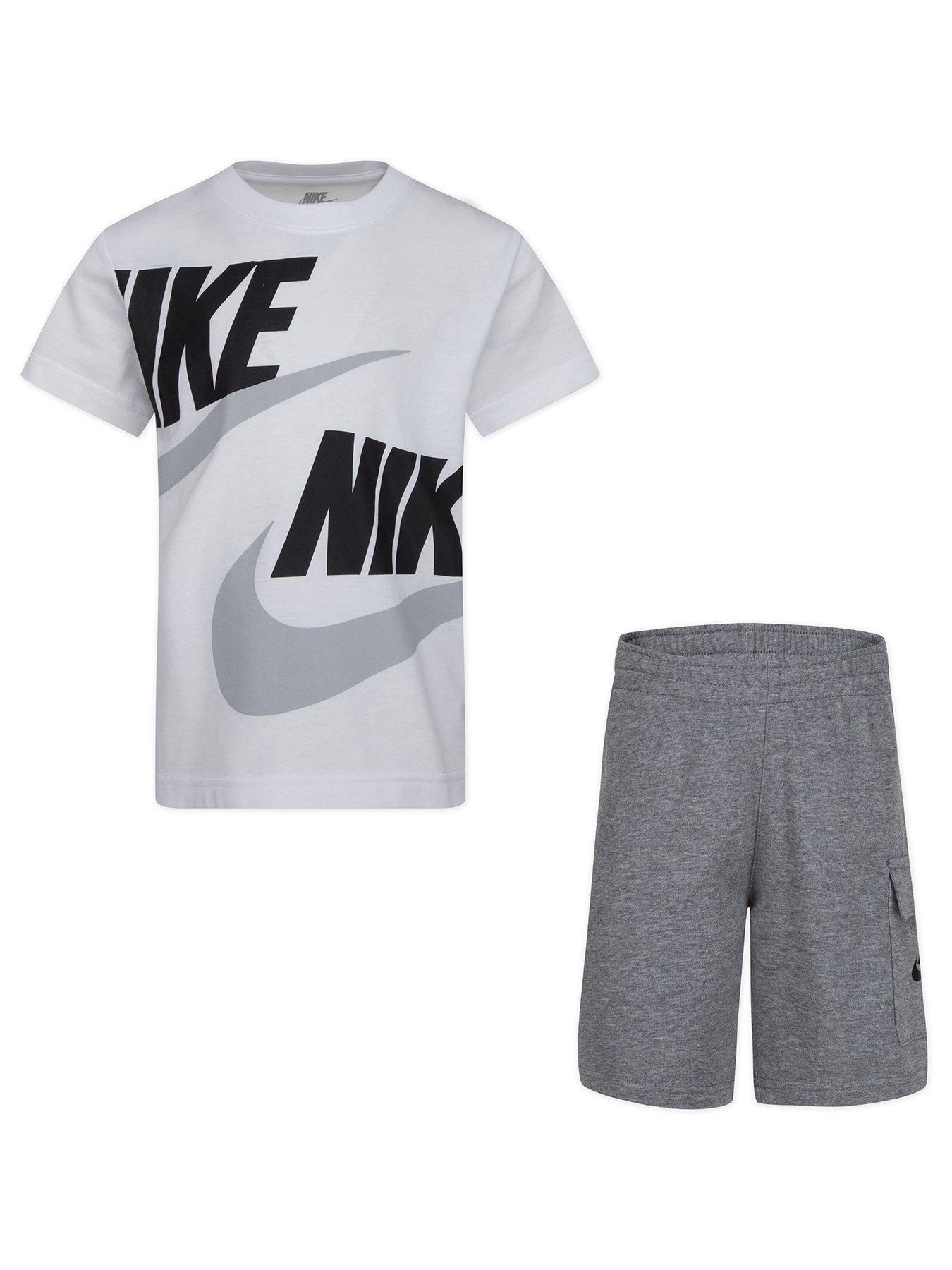 Image 1 of 5 of Nike Kids Boys Cargo Short And S/s T-shirt Set - Grey/white