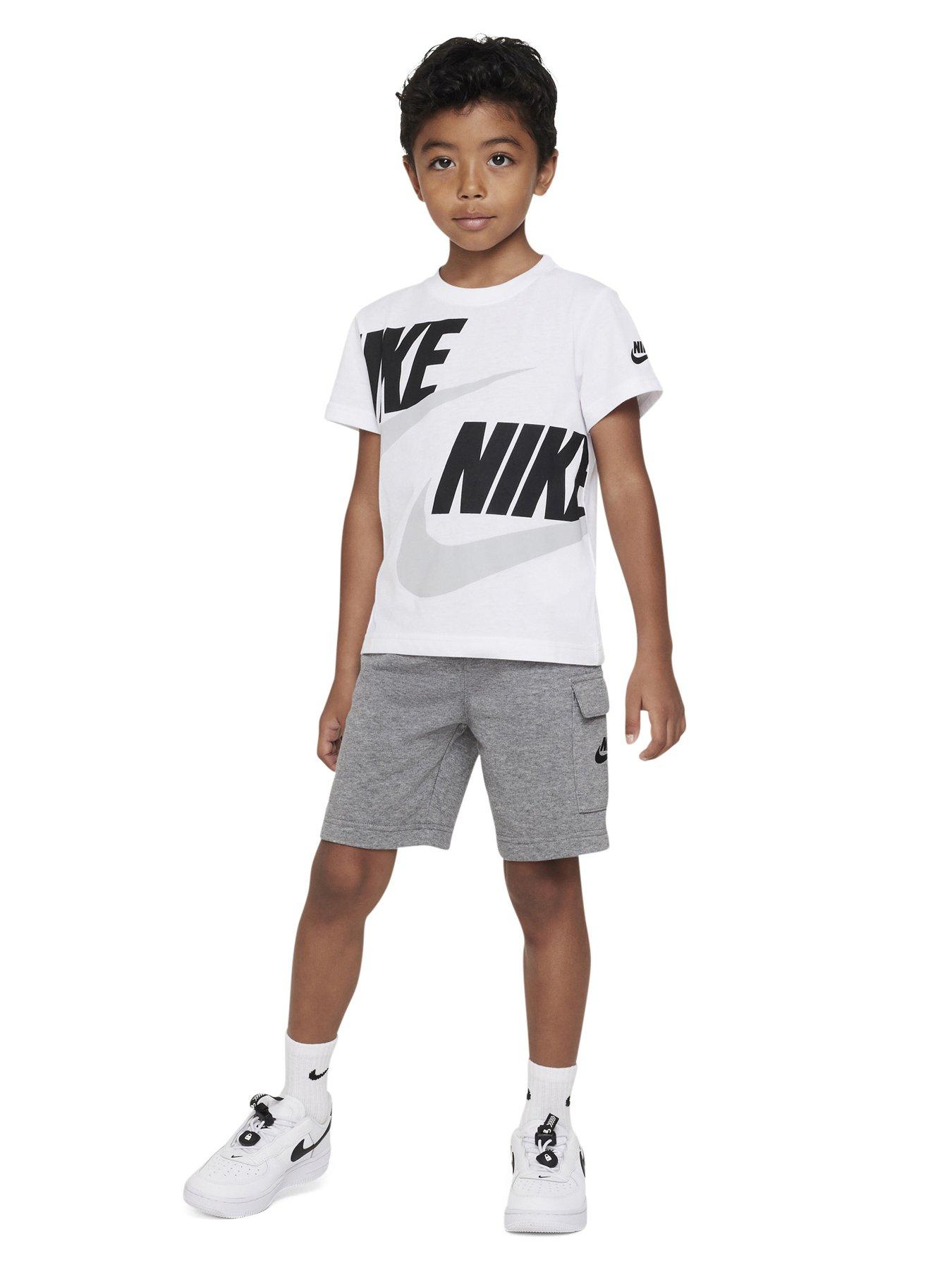 Image 2 of 5 of Nike Kids Boys Cargo Short And S/s T-shirt Set - Grey/white